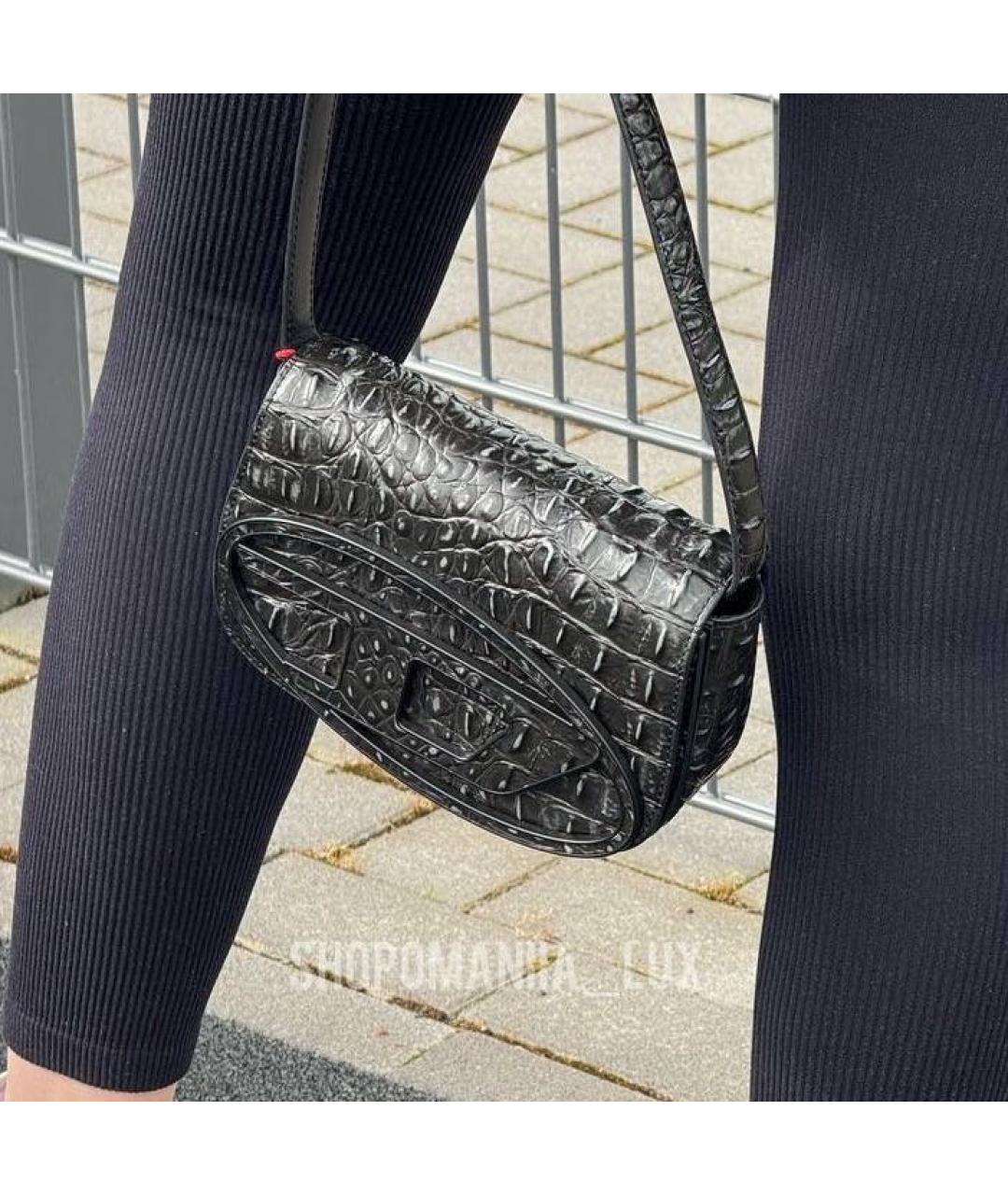 DIESEL Черная кожаная сумка с короткими ручками, фото 2