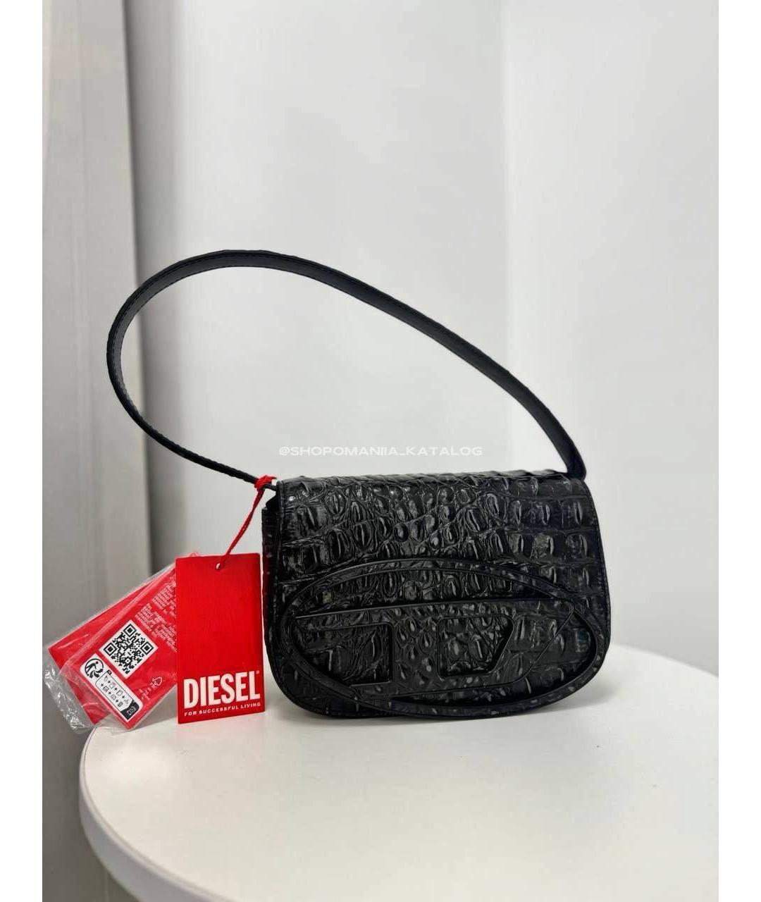 DIESEL Черная кожаная сумка с короткими ручками, фото 6