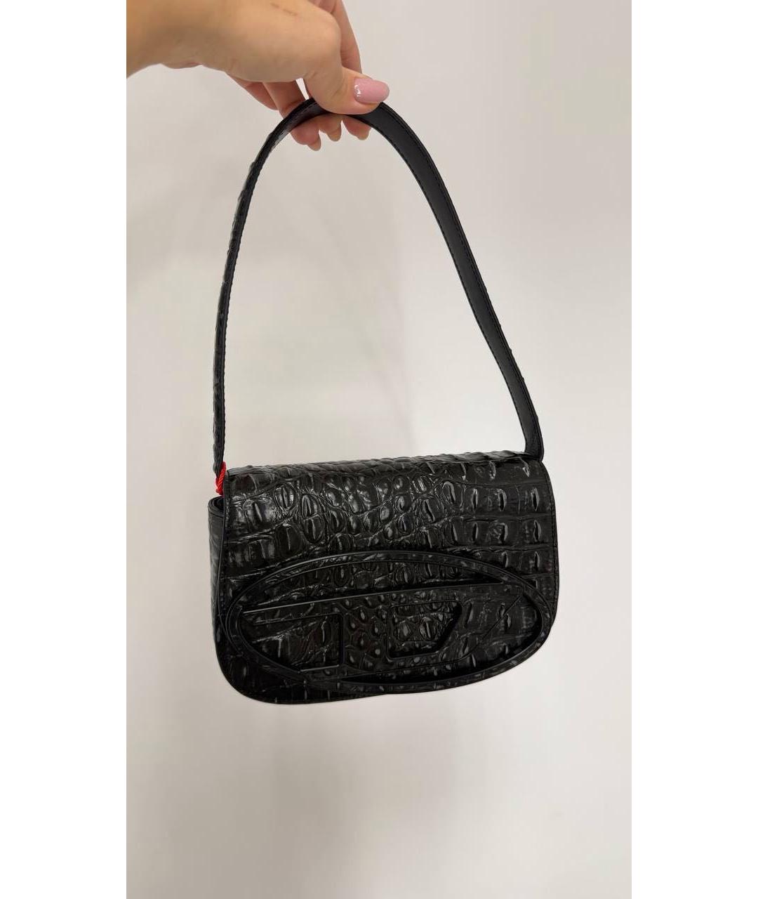 DIESEL Черная кожаная сумка с короткими ручками, фото 3