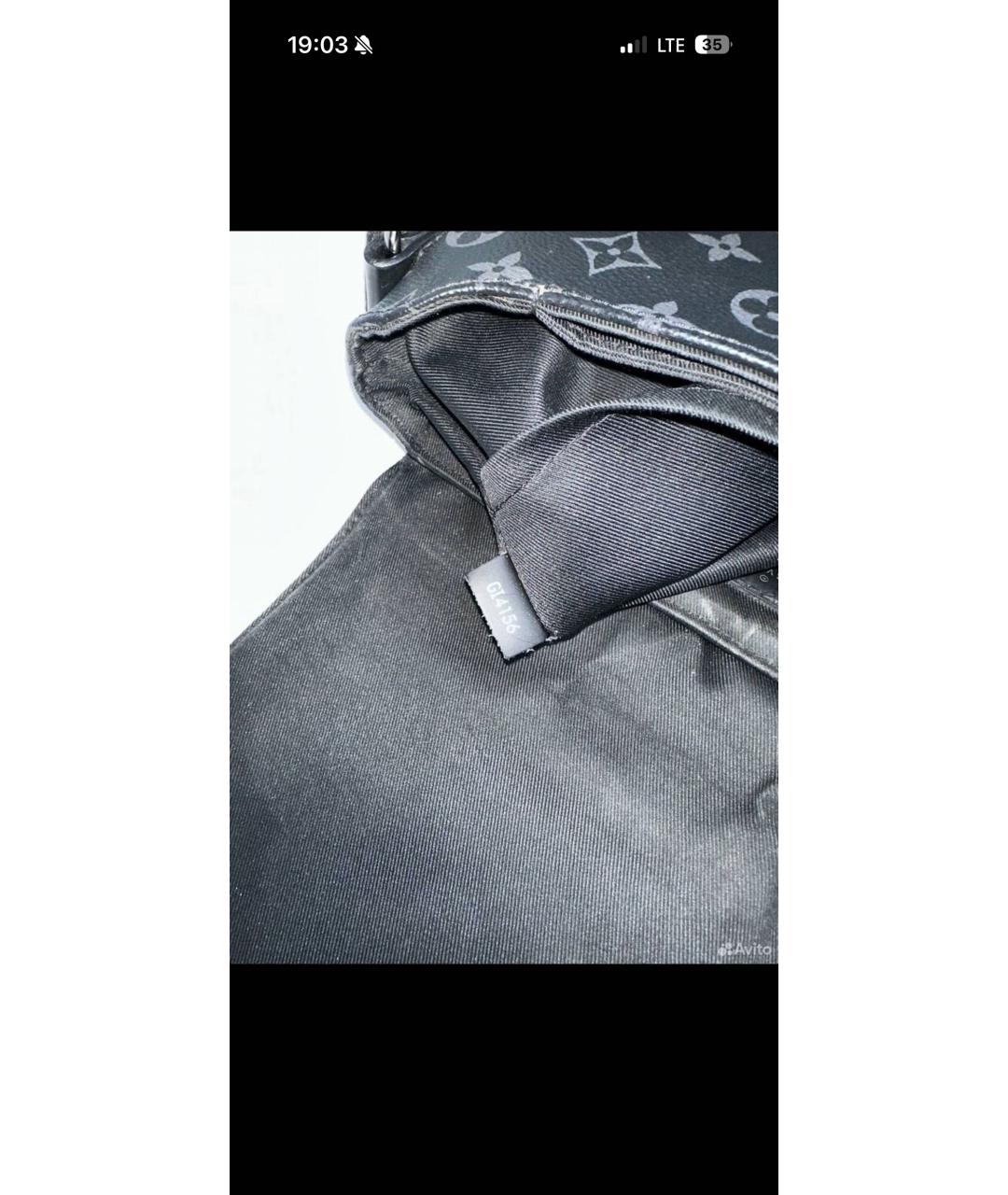 LOUIS VUITTON Черная кожаная сумка на плечо, фото 4