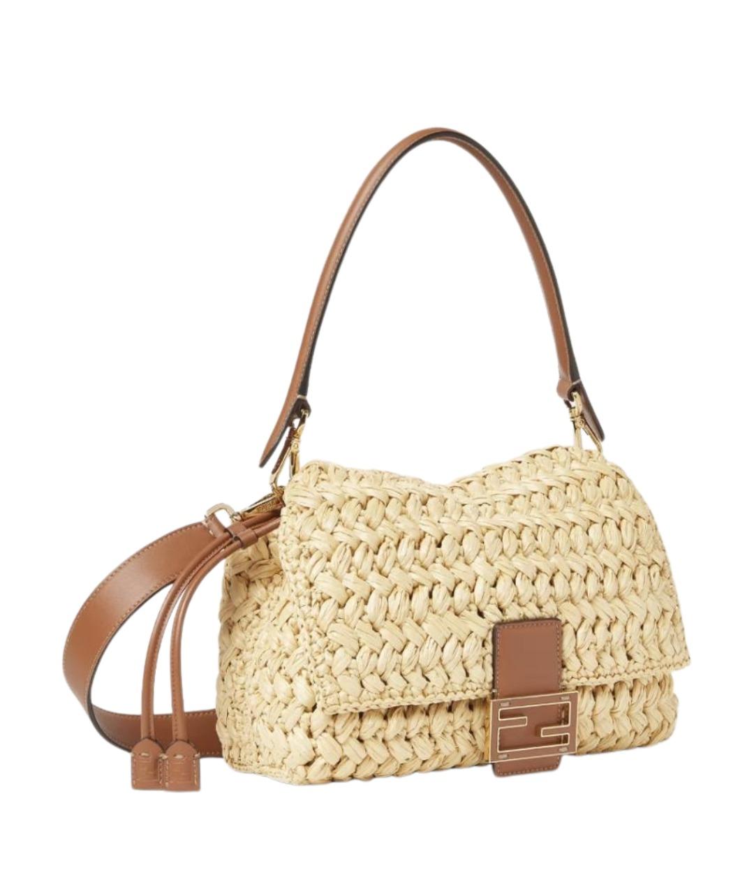 FENDI Бежевая плетеная сумка через плечо, фото 3