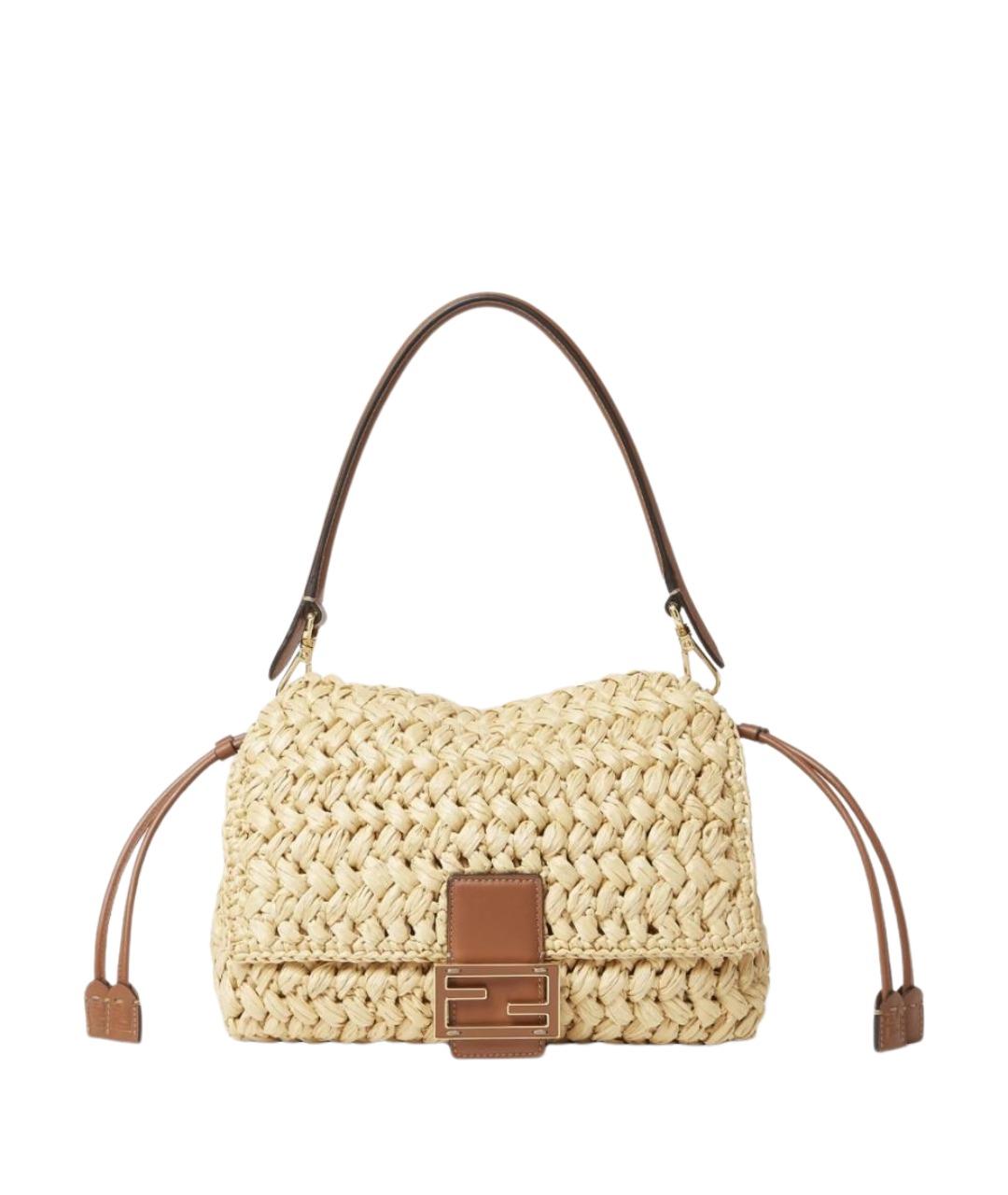 FENDI Бежевая плетеная сумка через плечо, фото 1
