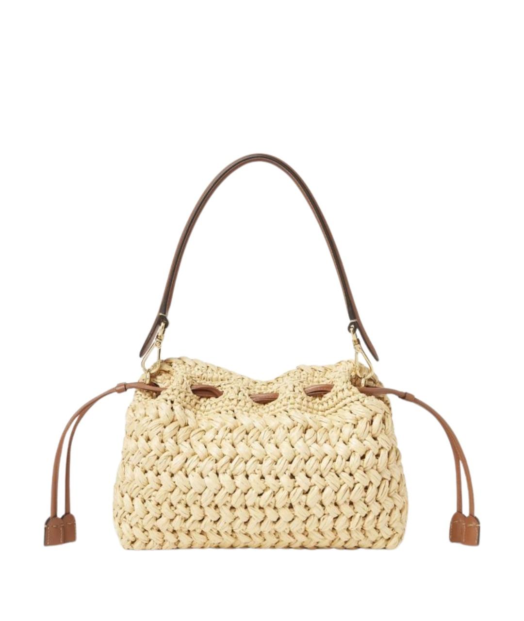 FENDI Бежевая плетеная сумка через плечо, фото 4