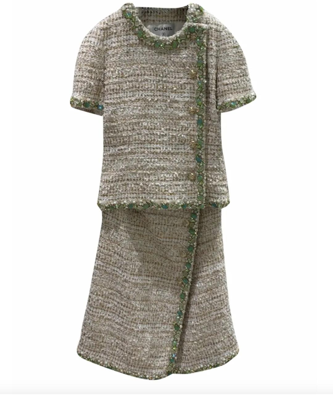 CHANEL Бежевый твидовый костюм с юбками, фото 1