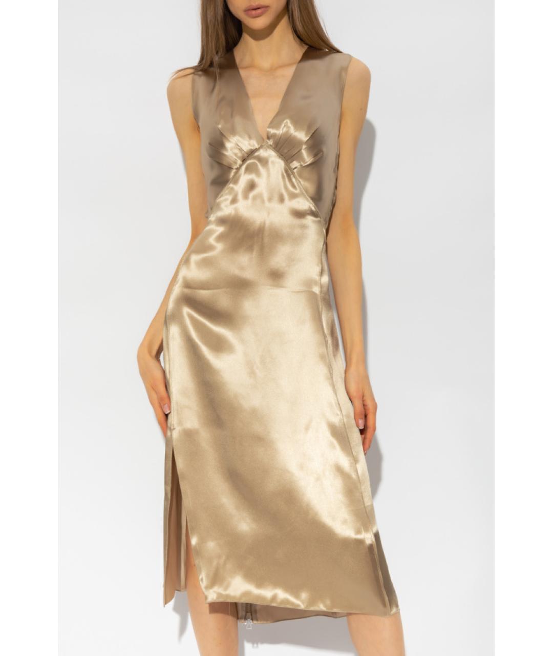 BOTTEGA VENETA Золотое вискозное коктейльное платье, фото 2