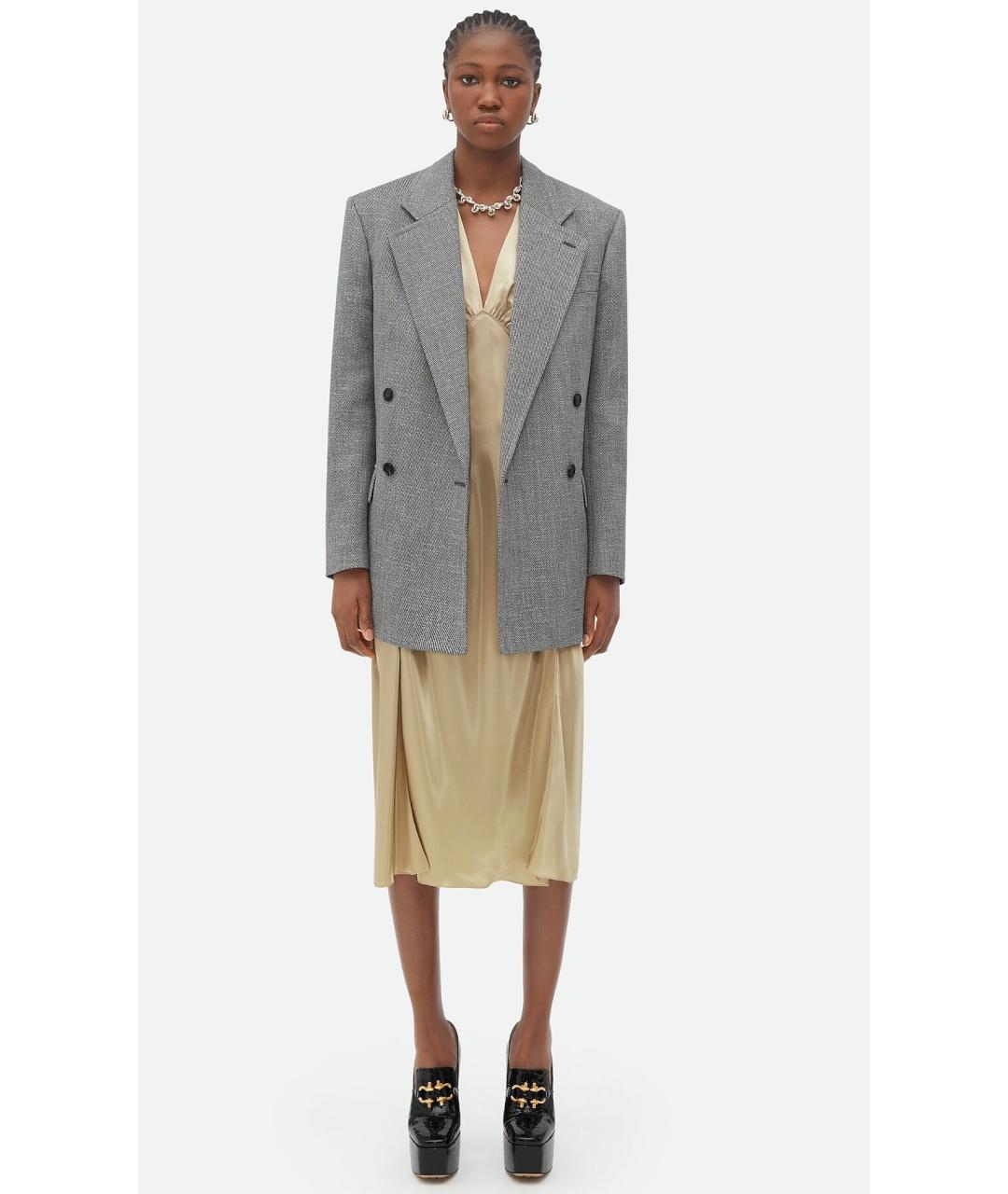 BOTTEGA VENETA Золотое вискозное коктейльное платье, фото 9