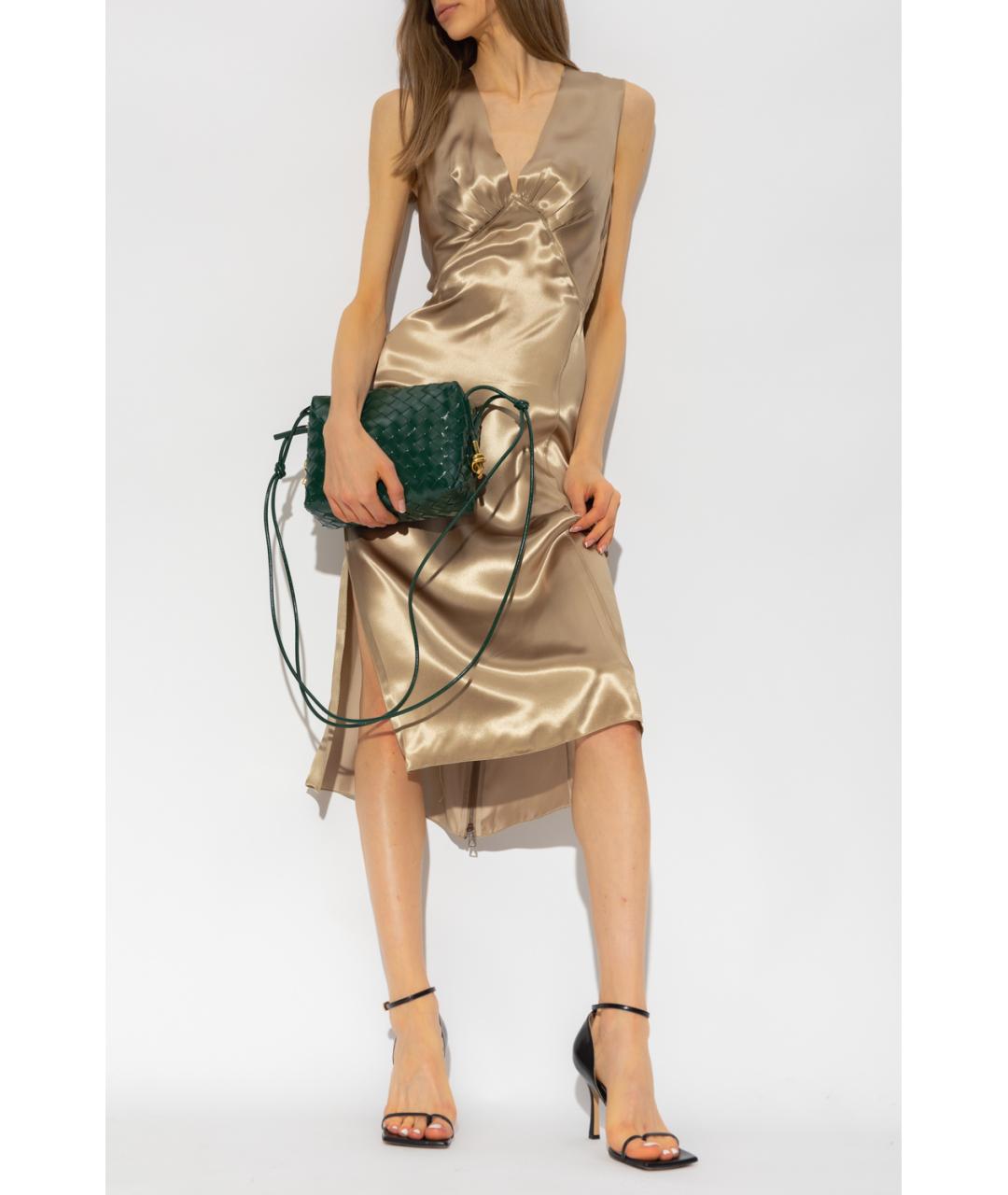 BOTTEGA VENETA Золотое вискозное коктейльное платье, фото 4