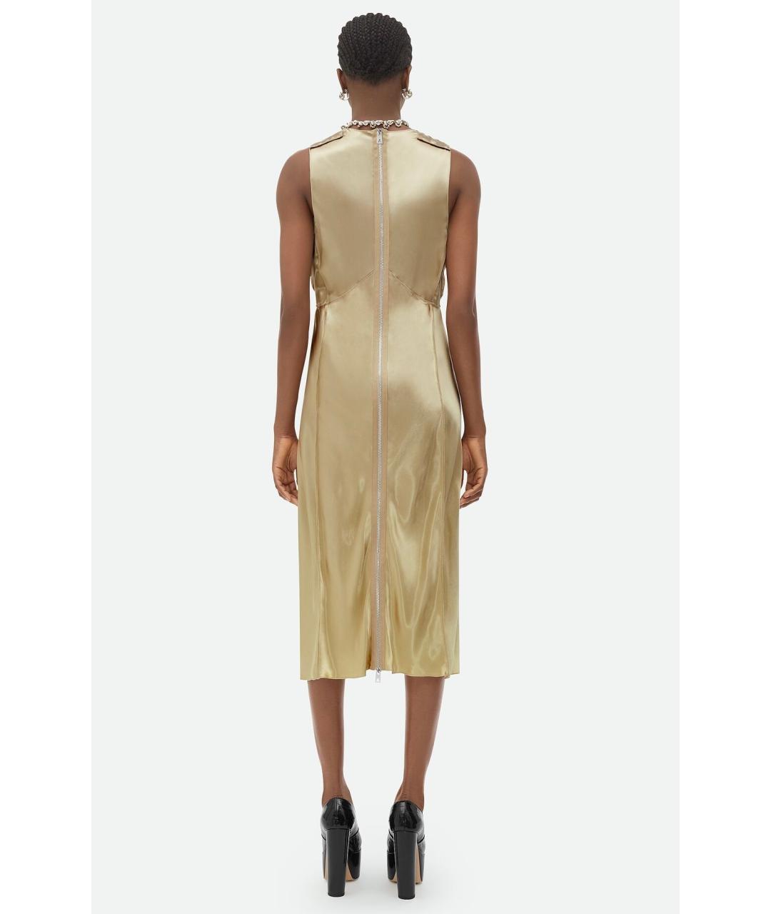 BOTTEGA VENETA Золотое вискозное коктейльное платье, фото 7