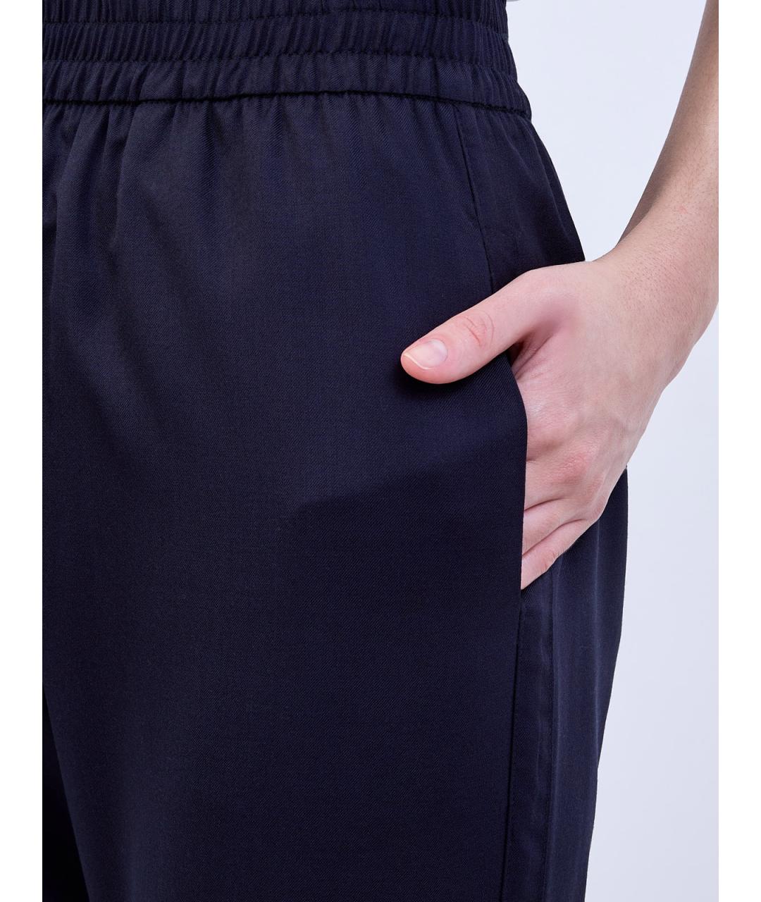 ELEVENTY Темно-синие шерстяные прямые брюки, фото 5