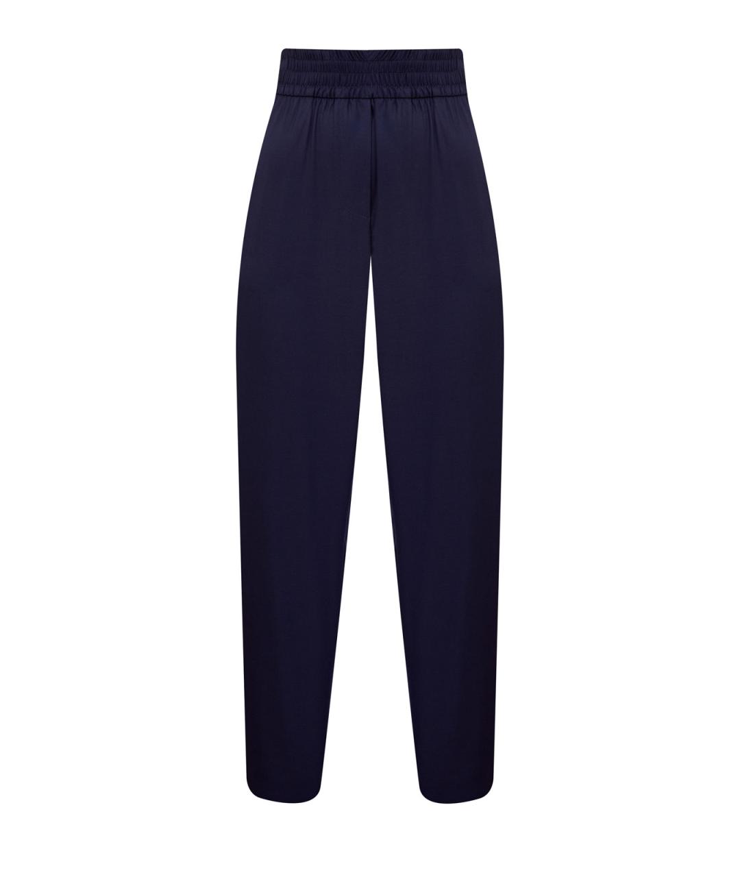 ELEVENTY Темно-синие шерстяные прямые брюки, фото 1