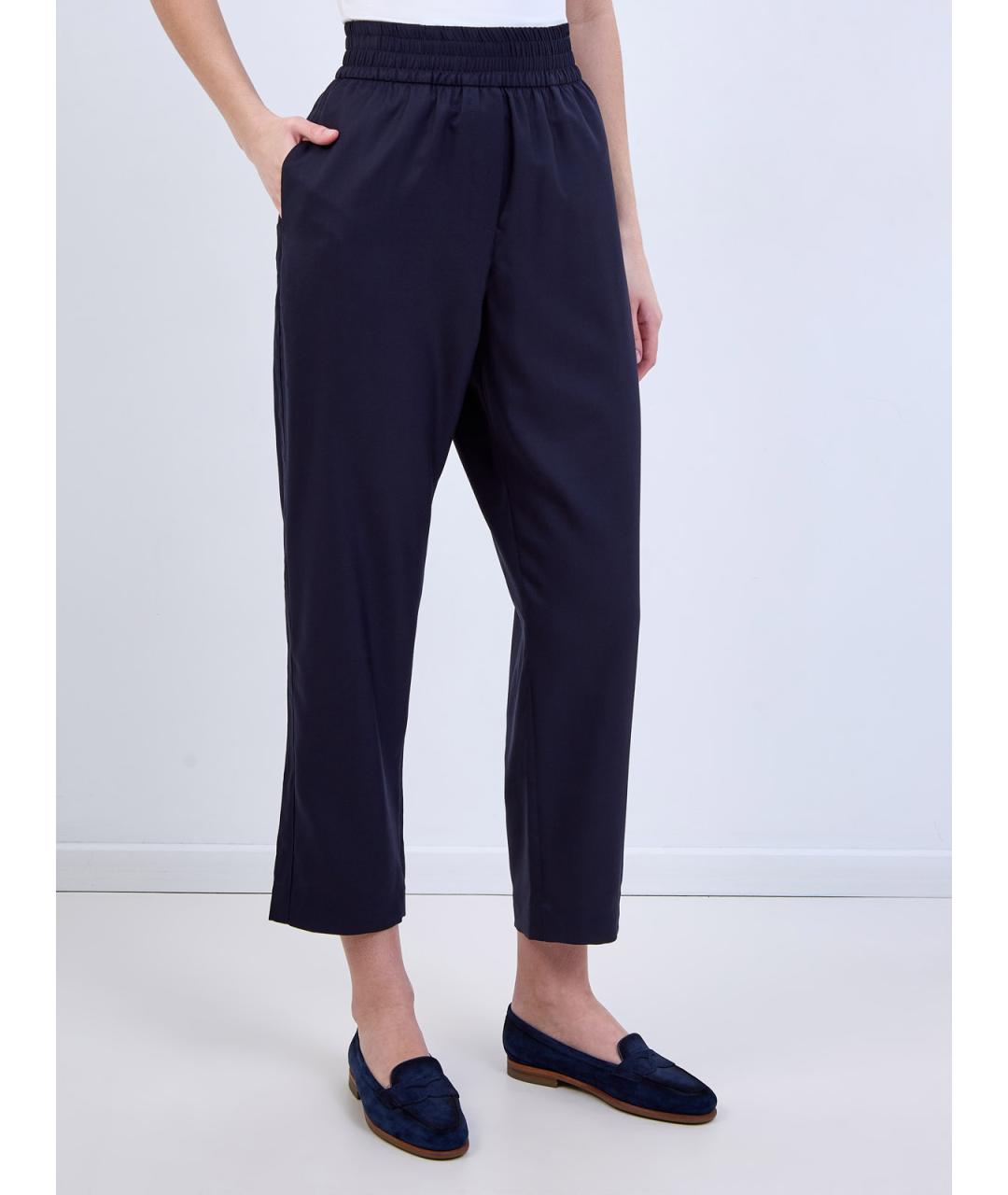 ELEVENTY Темно-синие шерстяные прямые брюки, фото 3