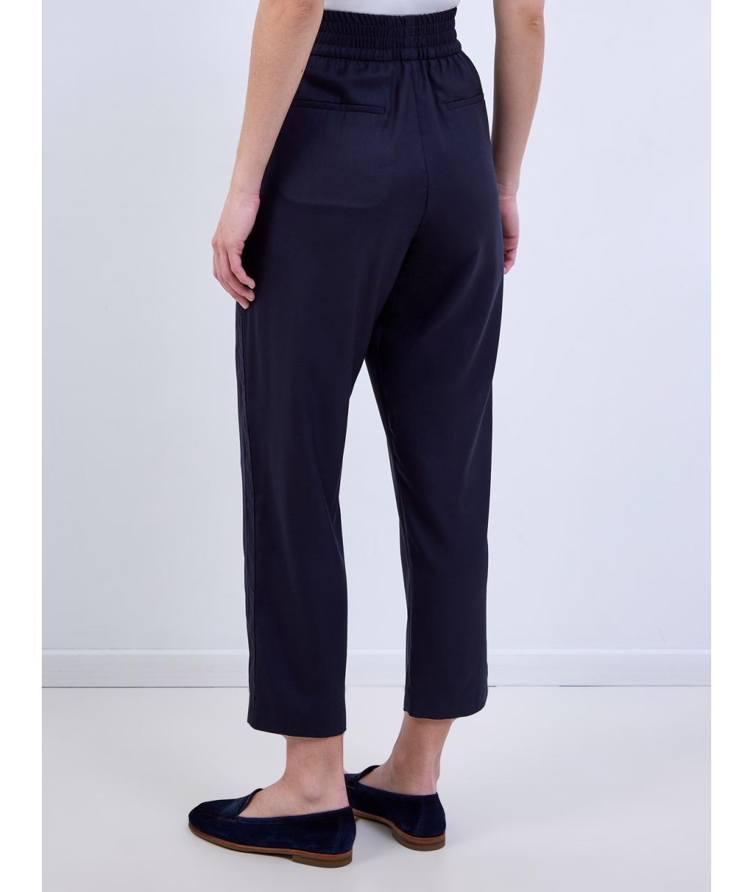 ELEVENTY Темно-синие шерстяные прямые брюки, фото 4