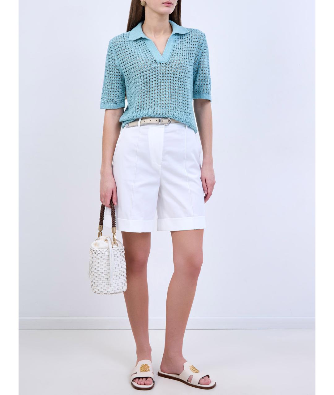 ELEVENTY Голубая шелковая футболка, фото 2