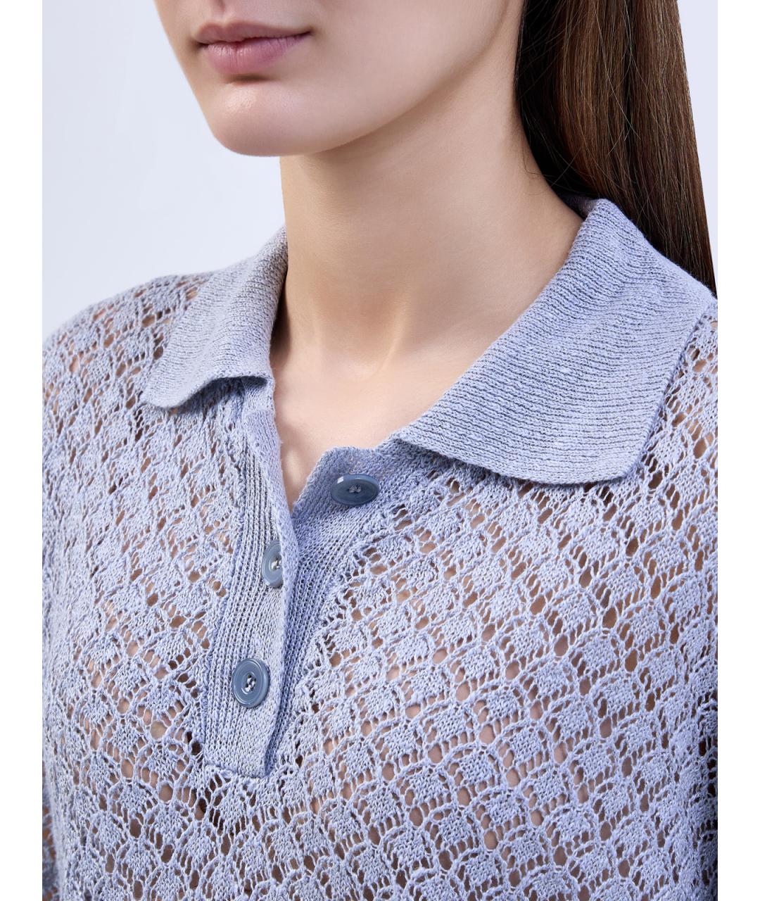 ELEVENTY Голубая льняная футболка, фото 5