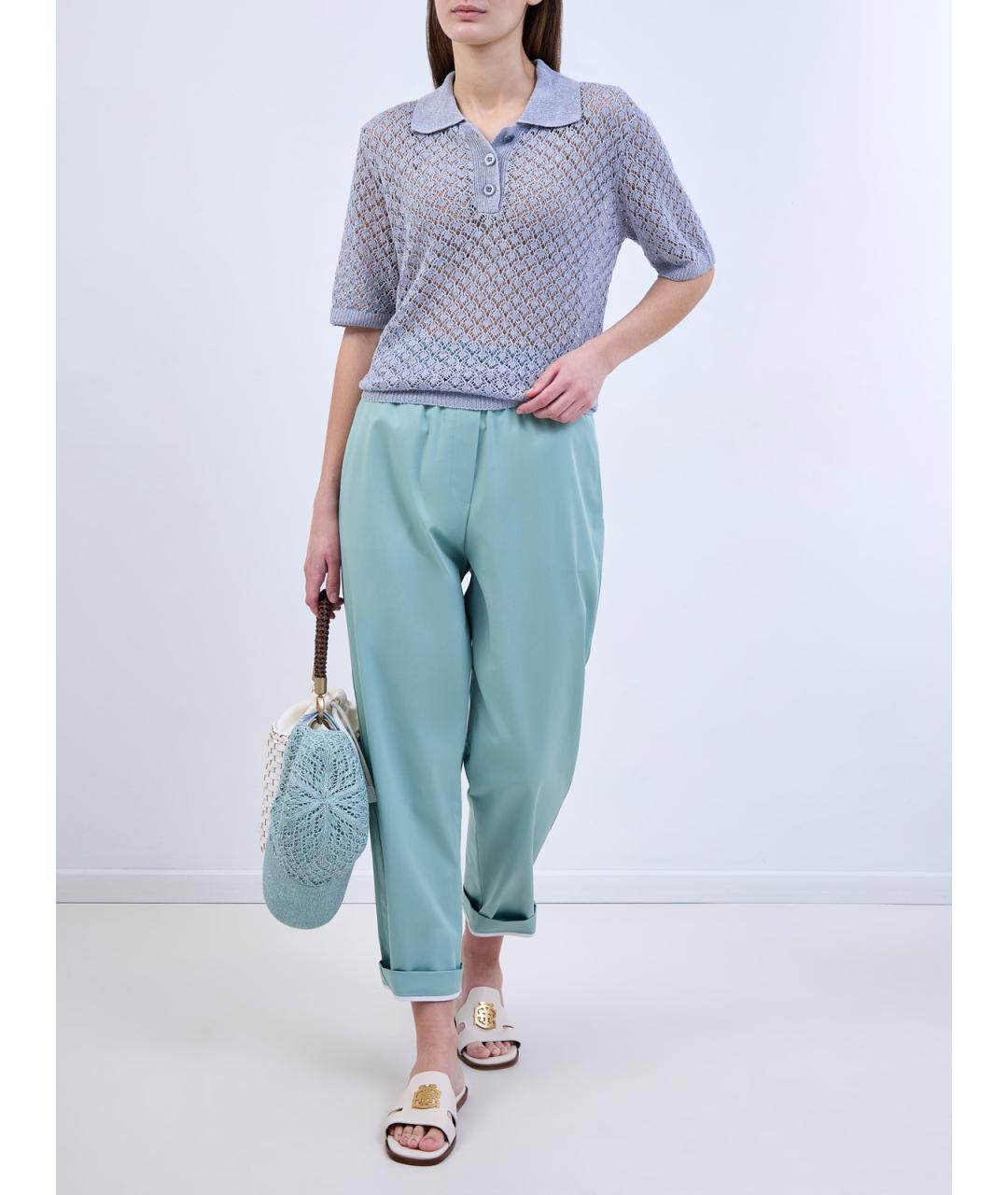 ELEVENTY Голубая льняная футболка, фото 2