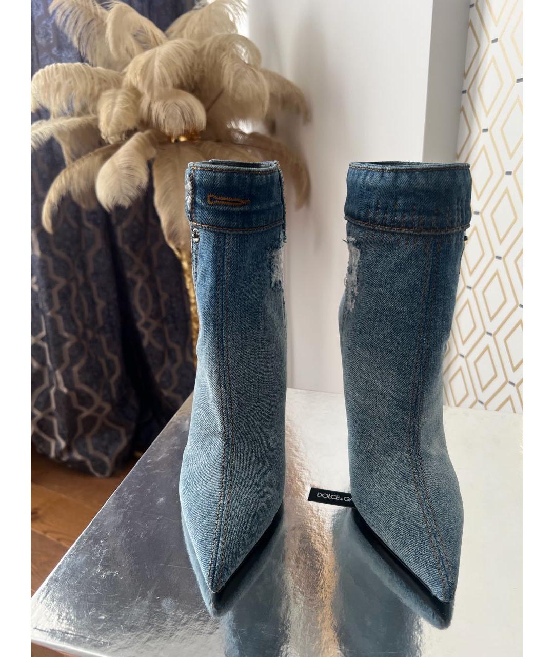DOLCE&GABBANA Синие текстильные ботильоны, фото 2