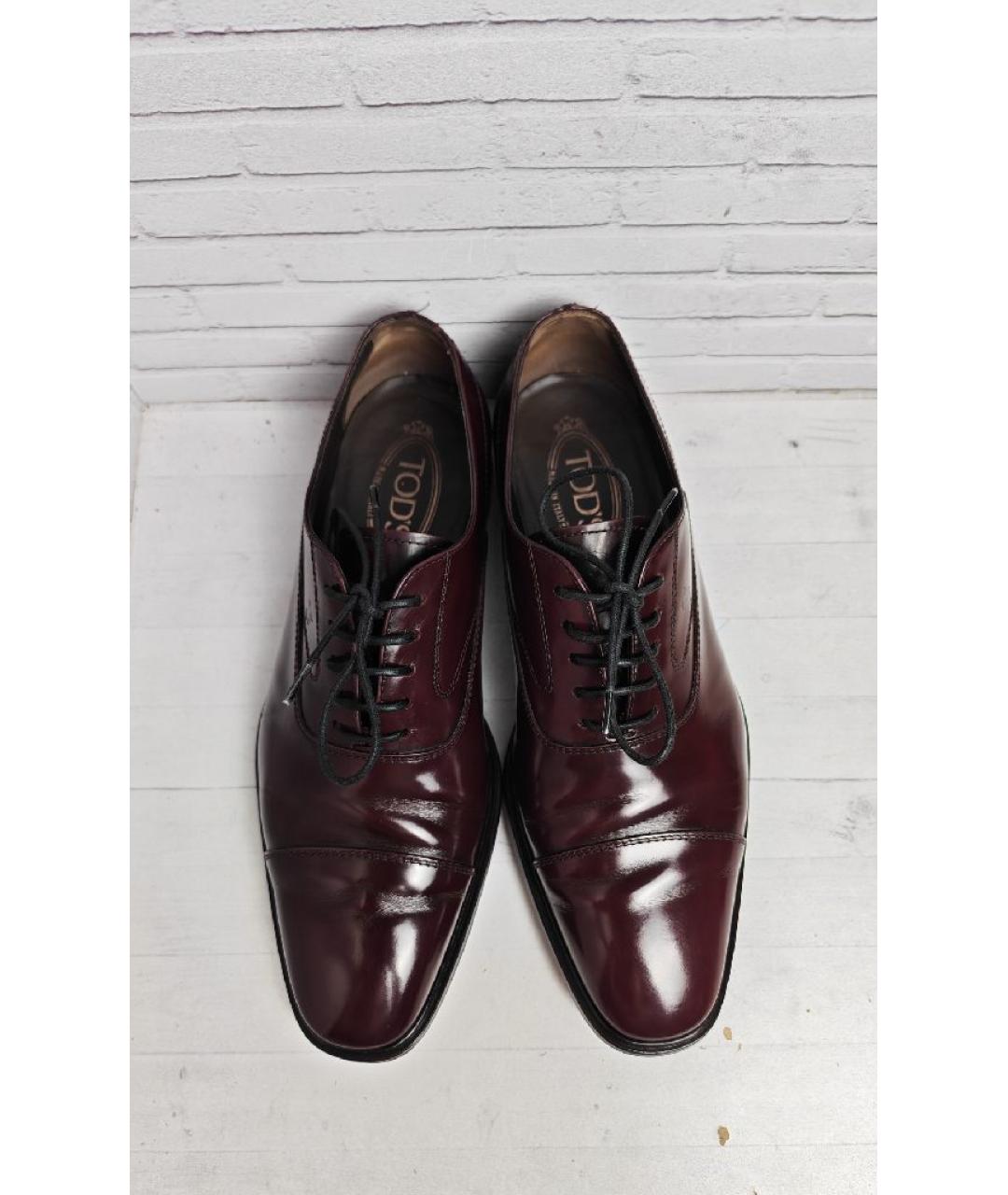 TOD'S Бордовые кожаные туфли, фото 5