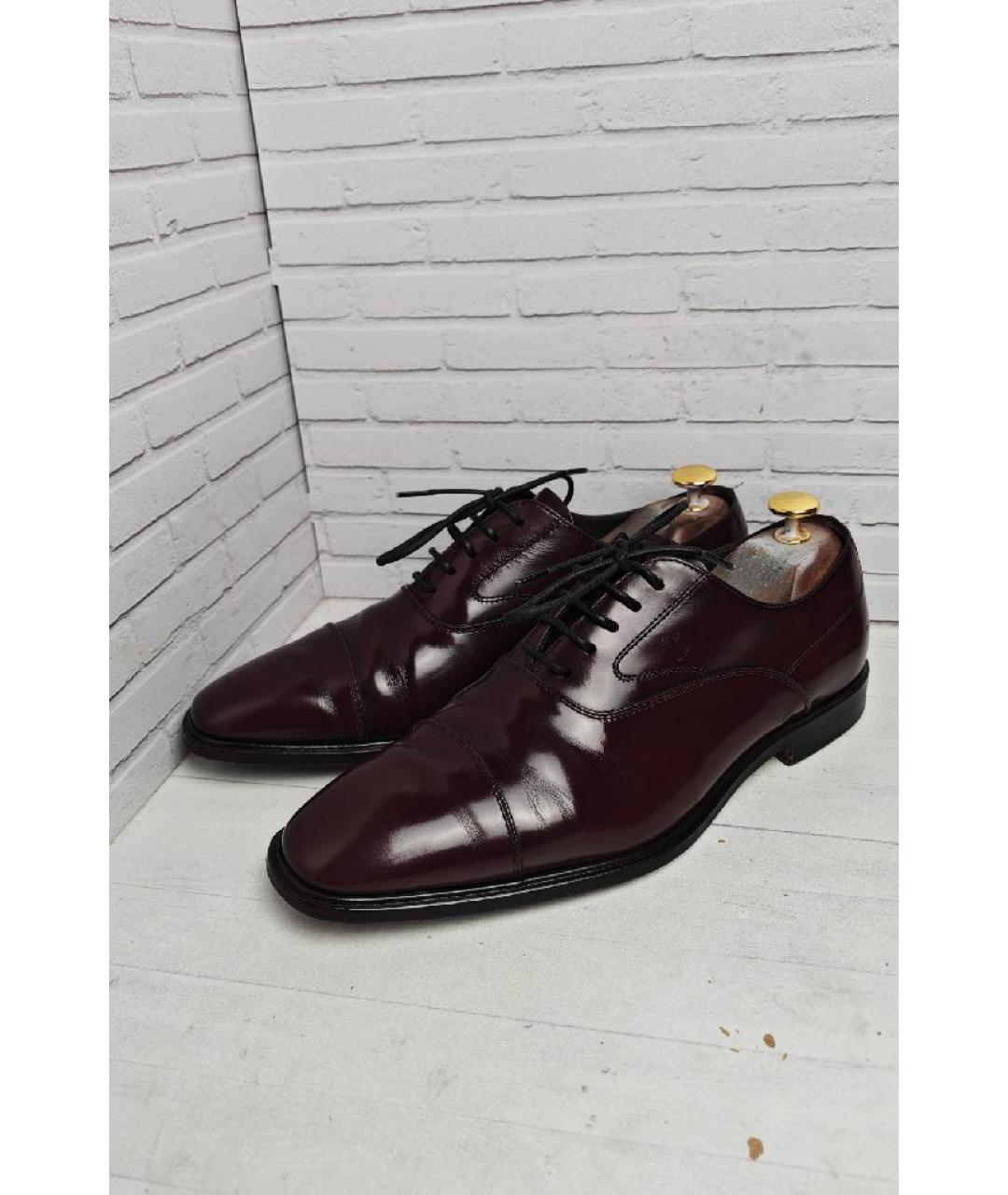 TOD'S Бордовые кожаные туфли, фото 2