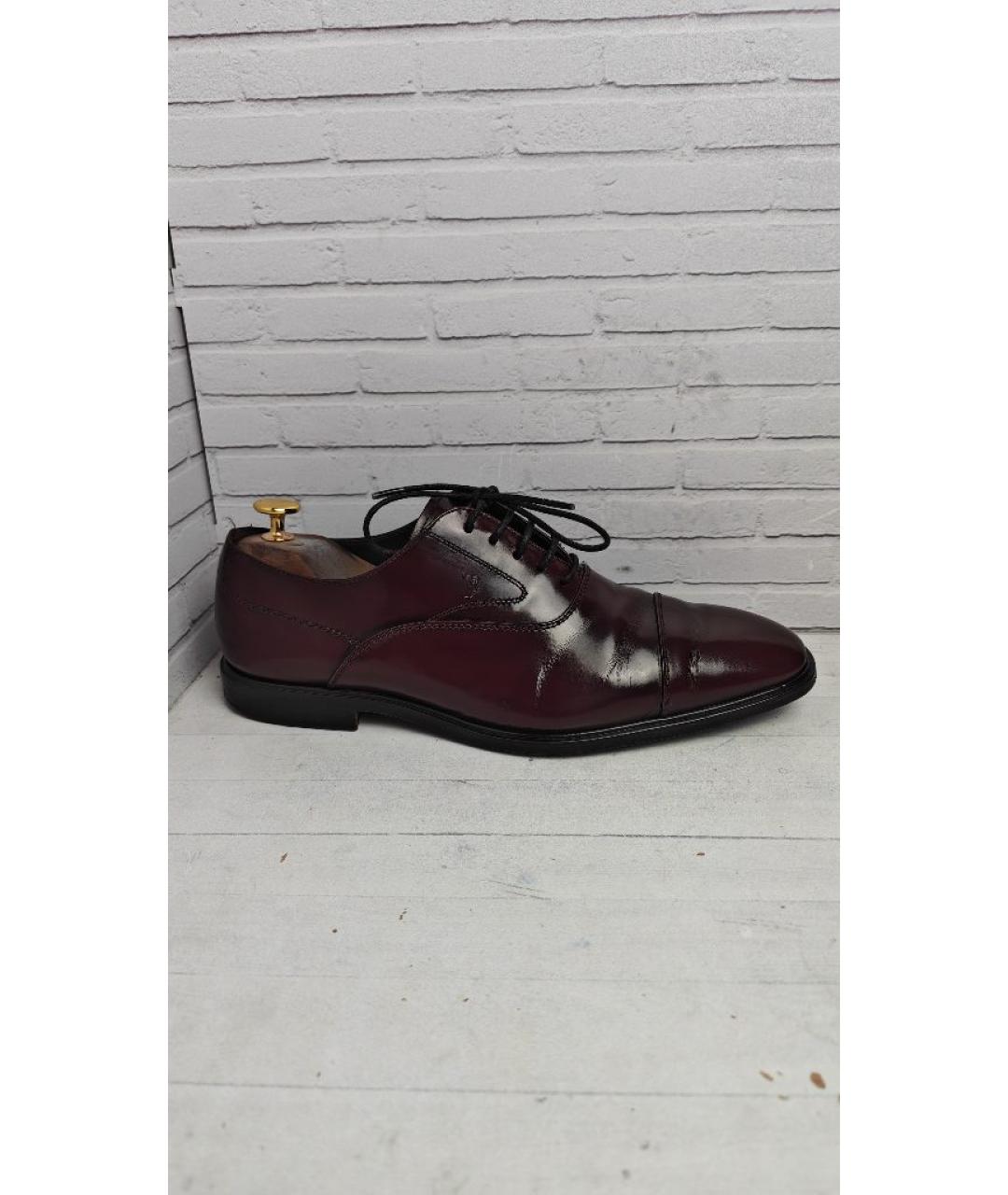 TOD'S Бордовые кожаные туфли, фото 7