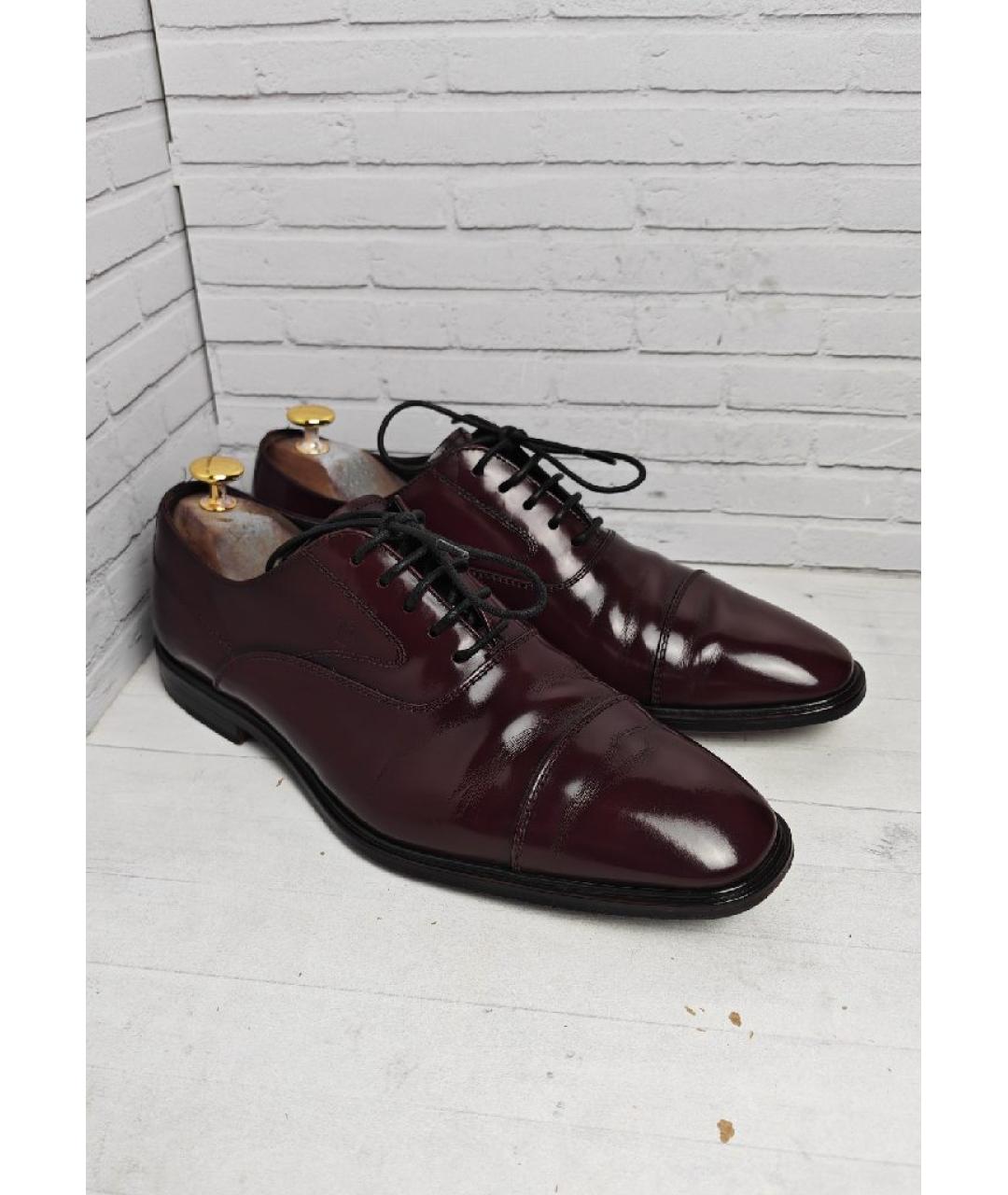 TOD'S Бордовые кожаные туфли, фото 3