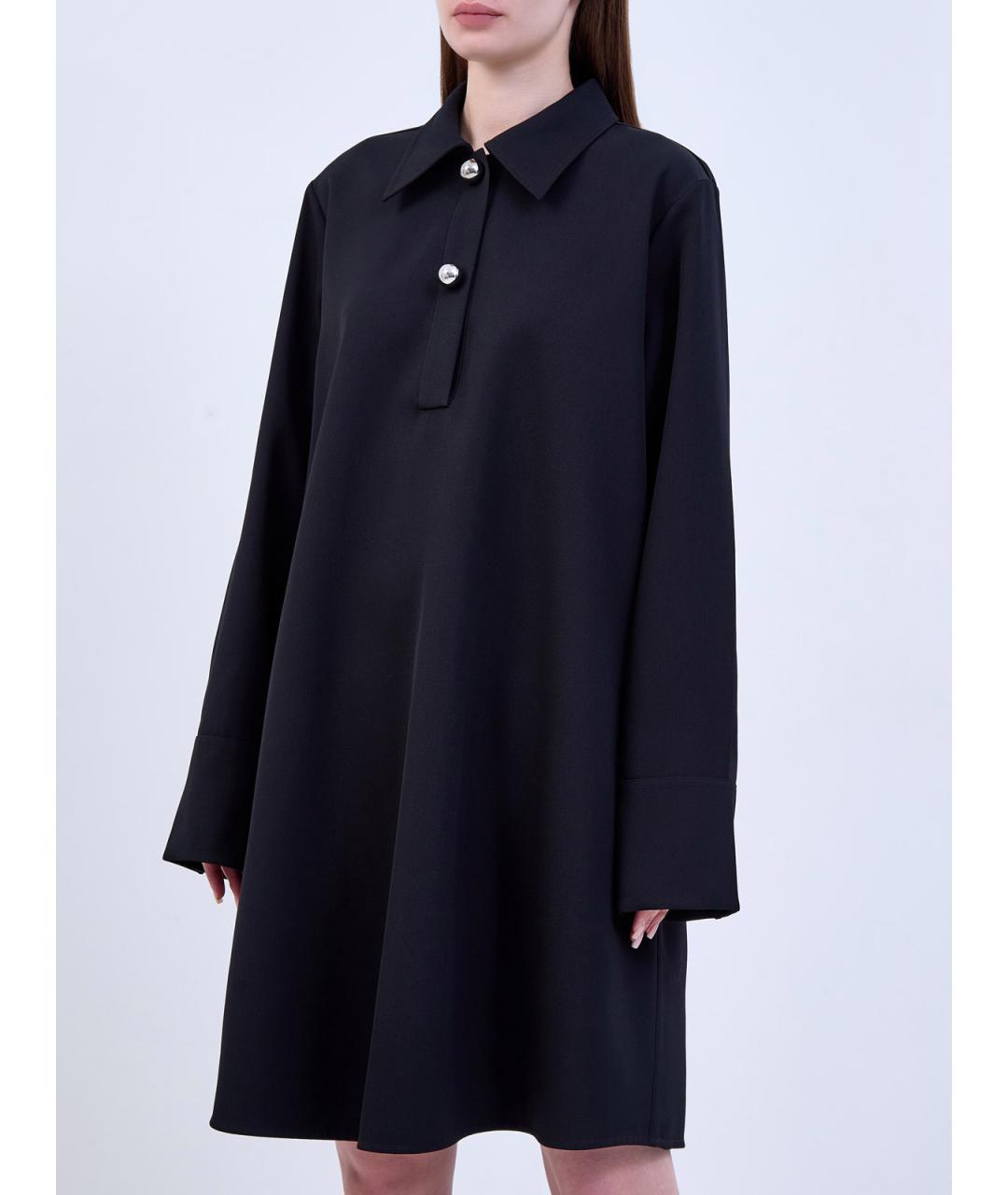 JIL SANDER Черное шерстяное повседневное платье, фото 3