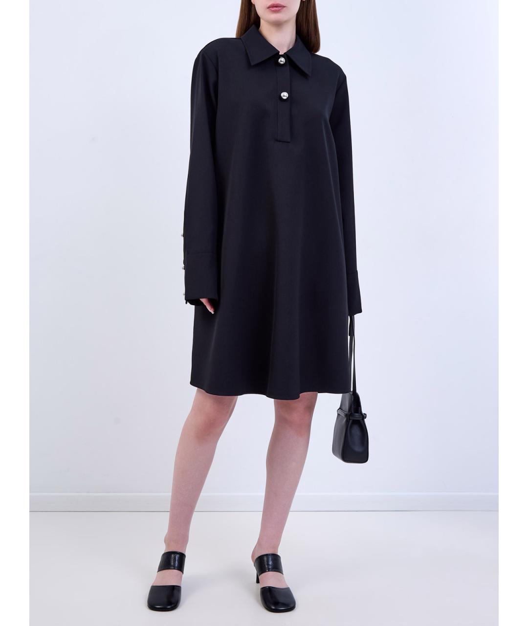 JIL SANDER Черное шерстяное повседневное платье, фото 2