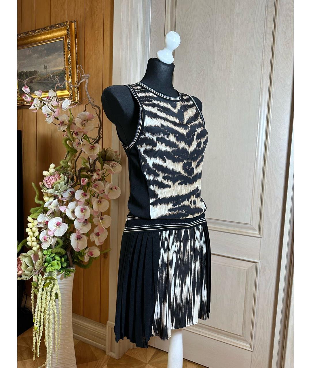 ROBERTO CAVALLI Черное вискозное повседневное платье, фото 8