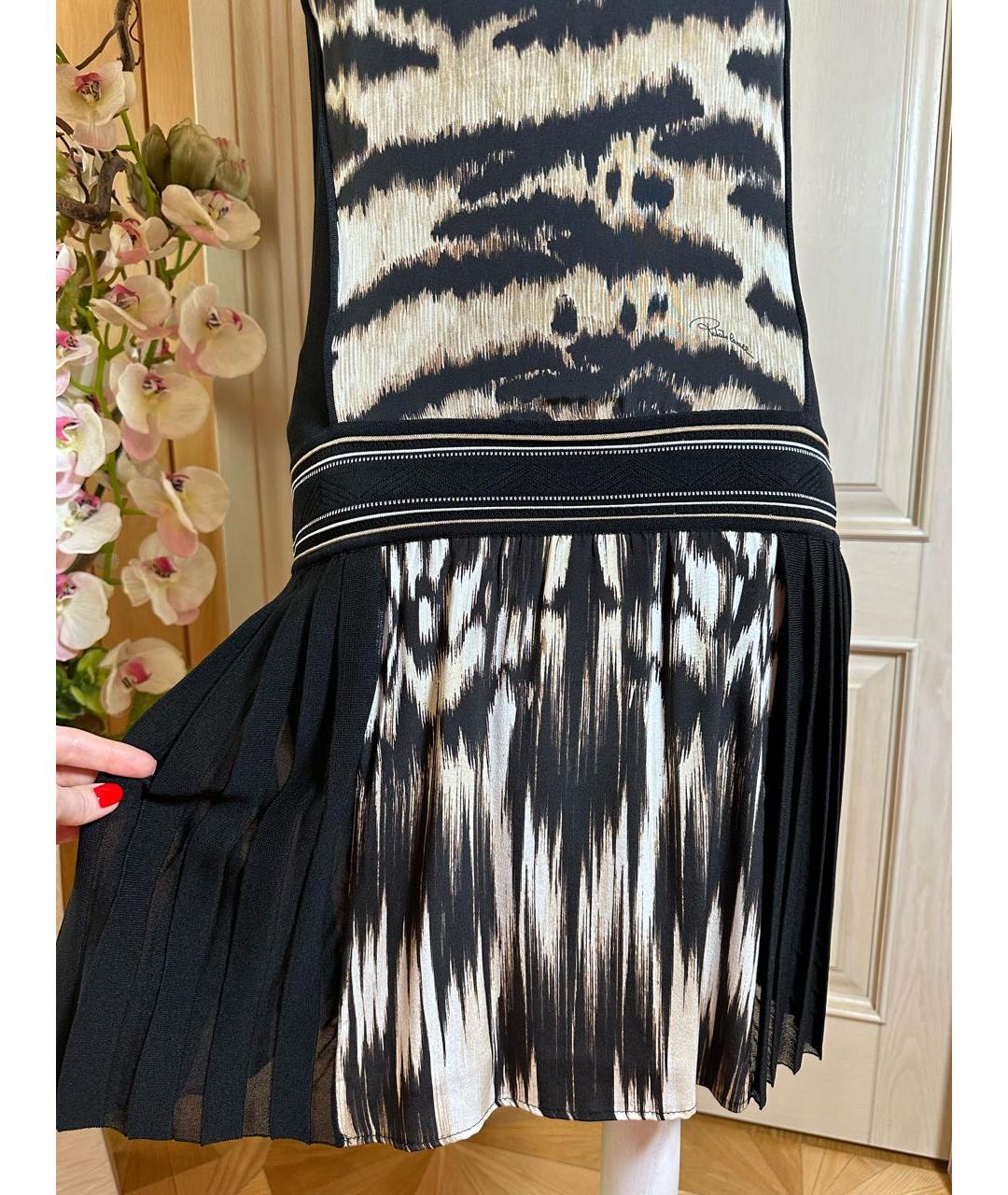 ROBERTO CAVALLI Черное вискозное повседневное платье, фото 4