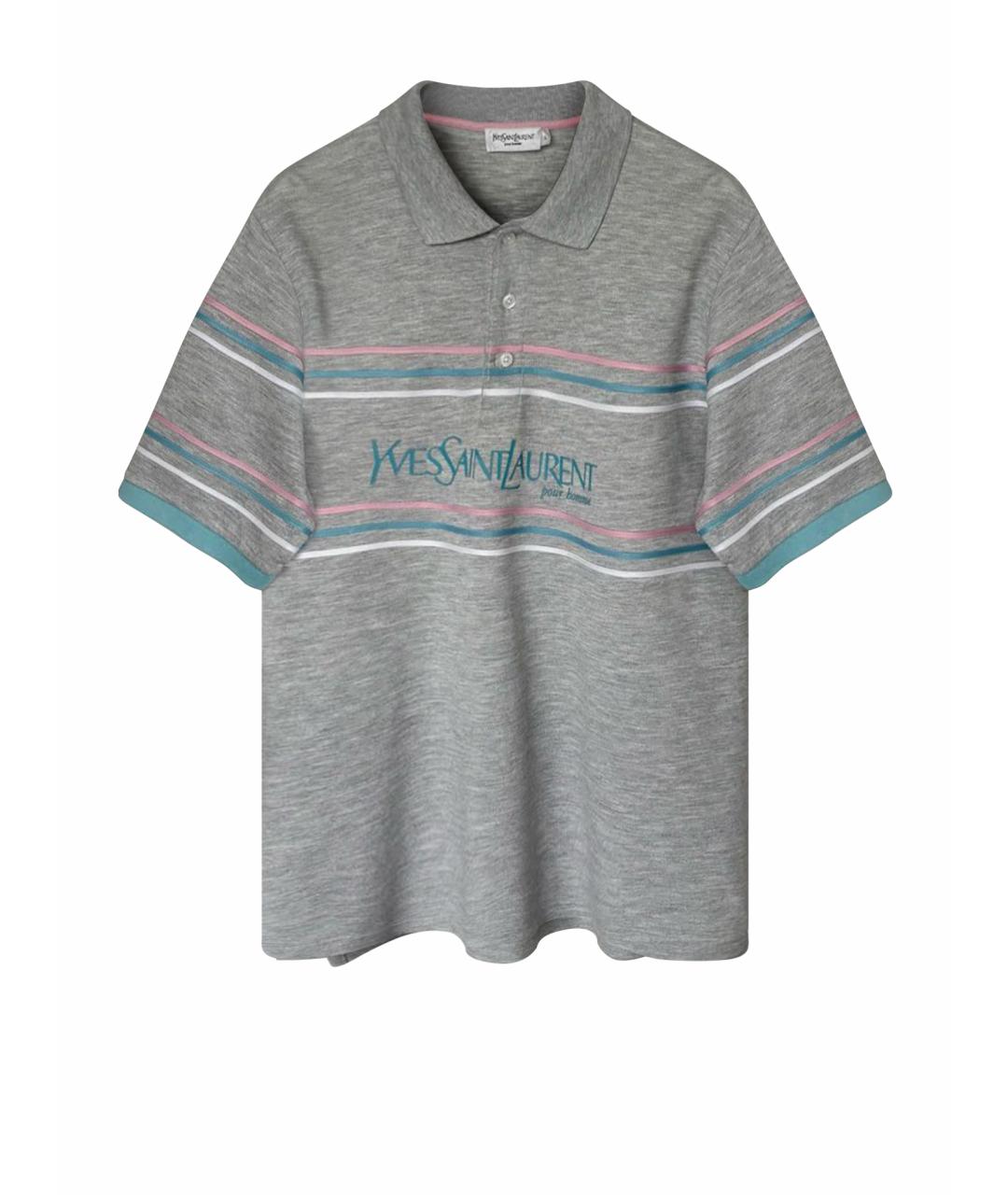 SAINT LAURENT Серая хлопковая футболка, фото 1