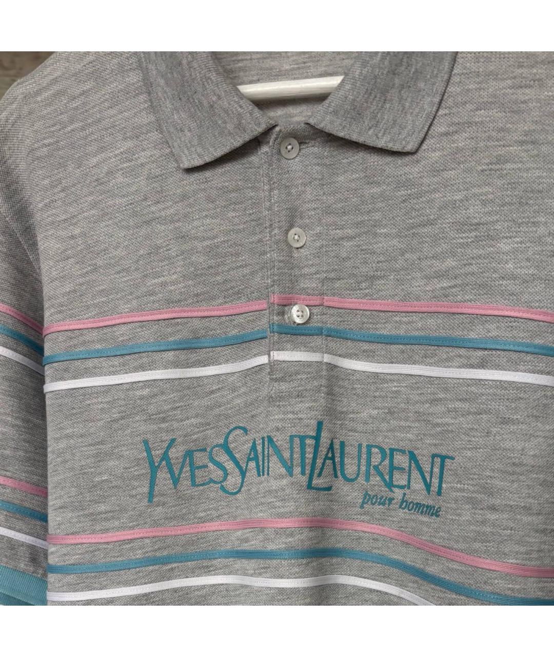 SAINT LAURENT Серая хлопковая футболка, фото 4