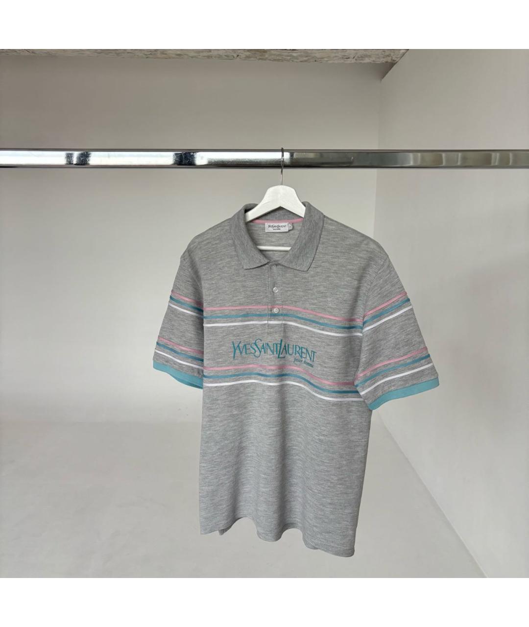 SAINT LAURENT Серая хлопковая футболка, фото 6