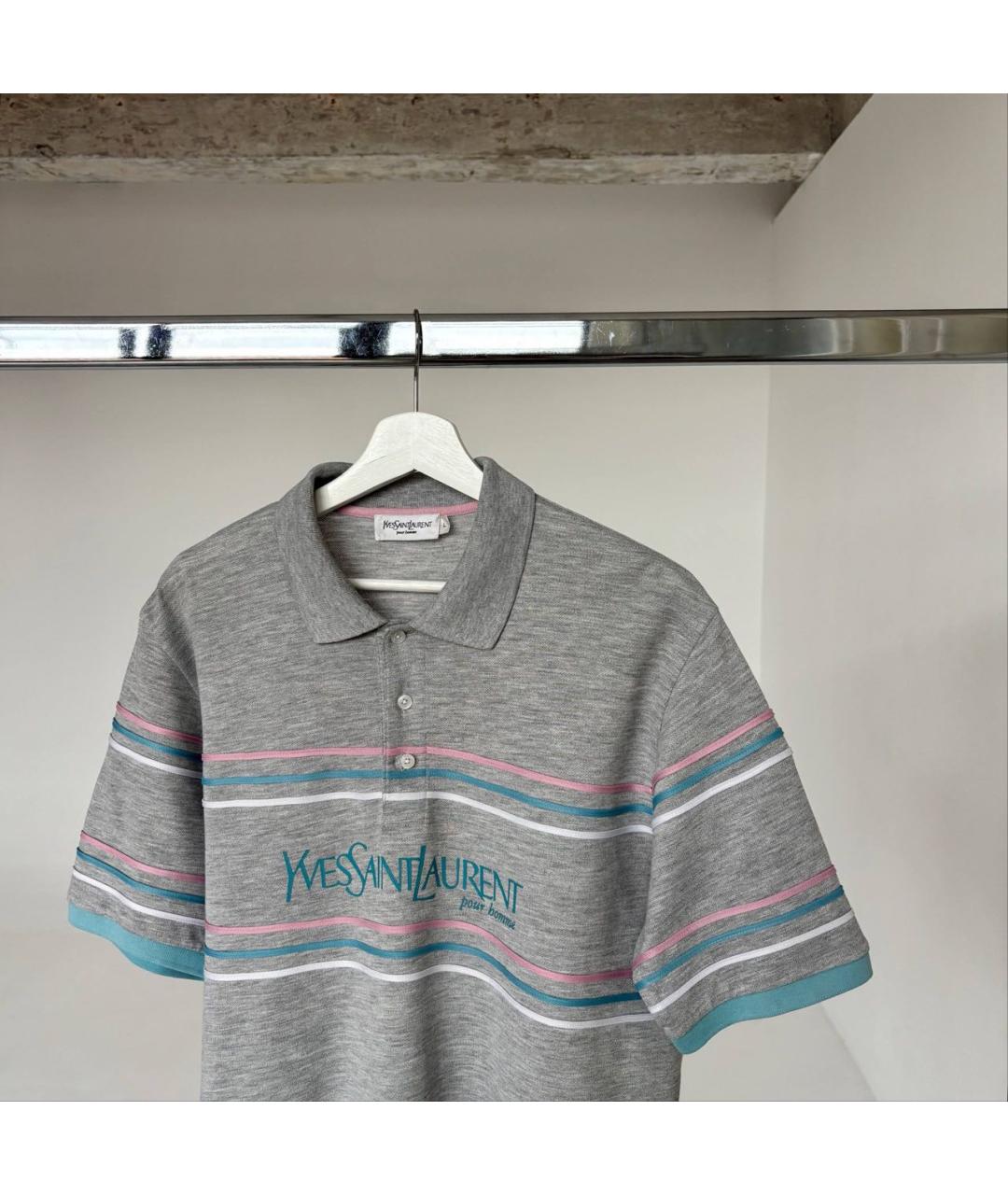 SAINT LAURENT Серая хлопковая футболка, фото 2