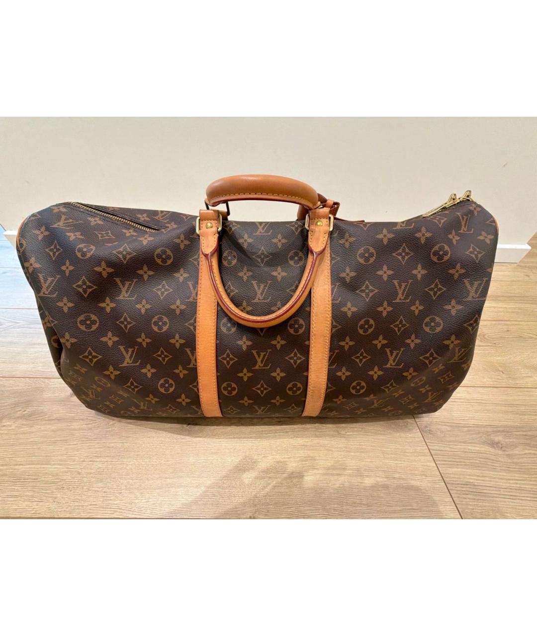 LOUIS VUITTON Бежевая кожаная дорожная/спортивная сумка, фото 9