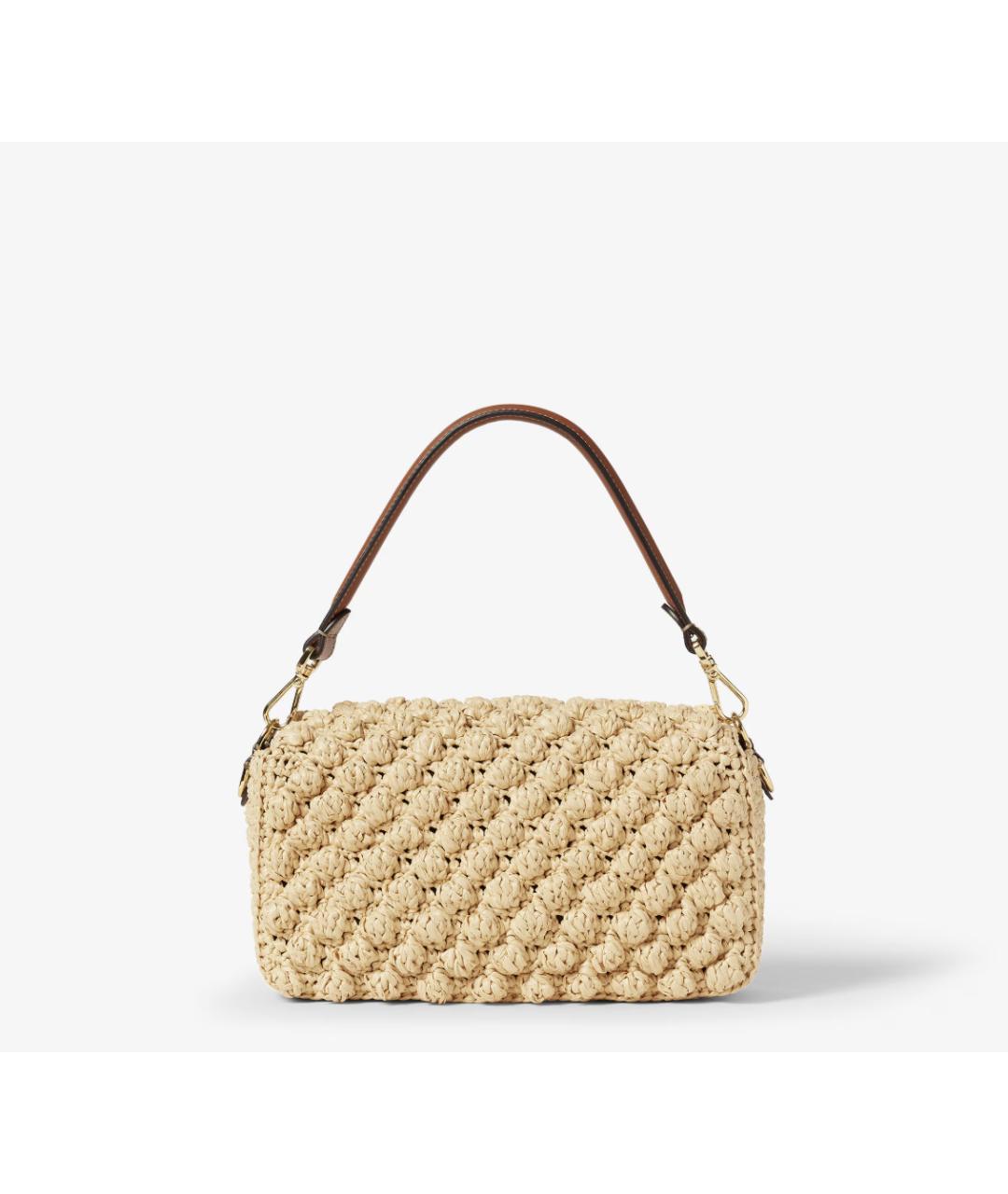 FENDI Бежевая плетеная сумка через плечо, фото 5