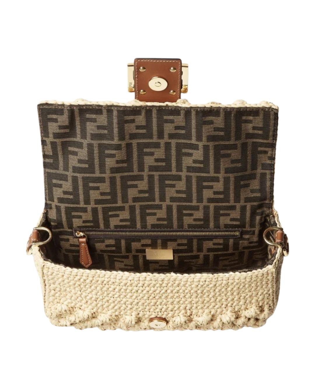 FENDI Бежевая плетеная сумка через плечо, фото 4