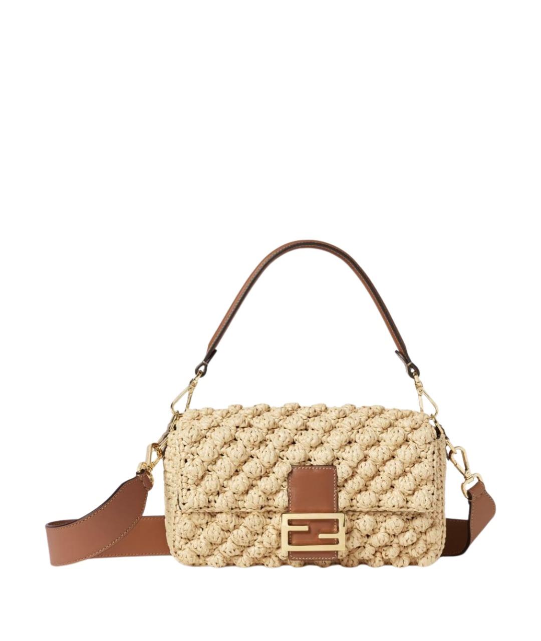 FENDI Бежевая плетеная сумка через плечо, фото 1