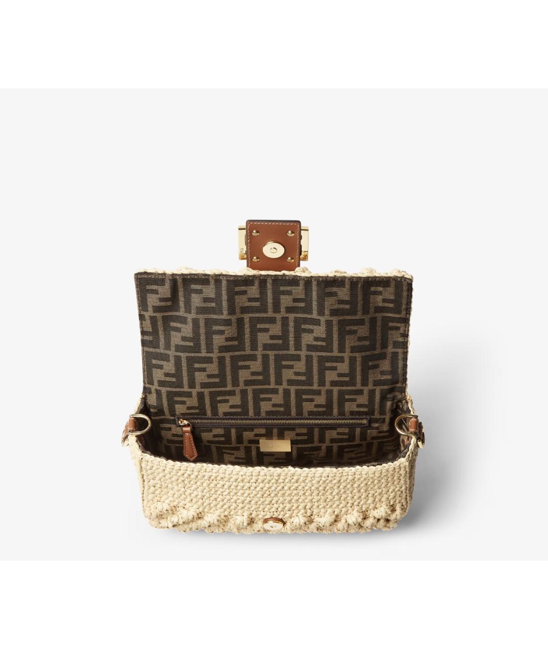 FENDI Бежевая плетеная сумка через плечо, фото 6