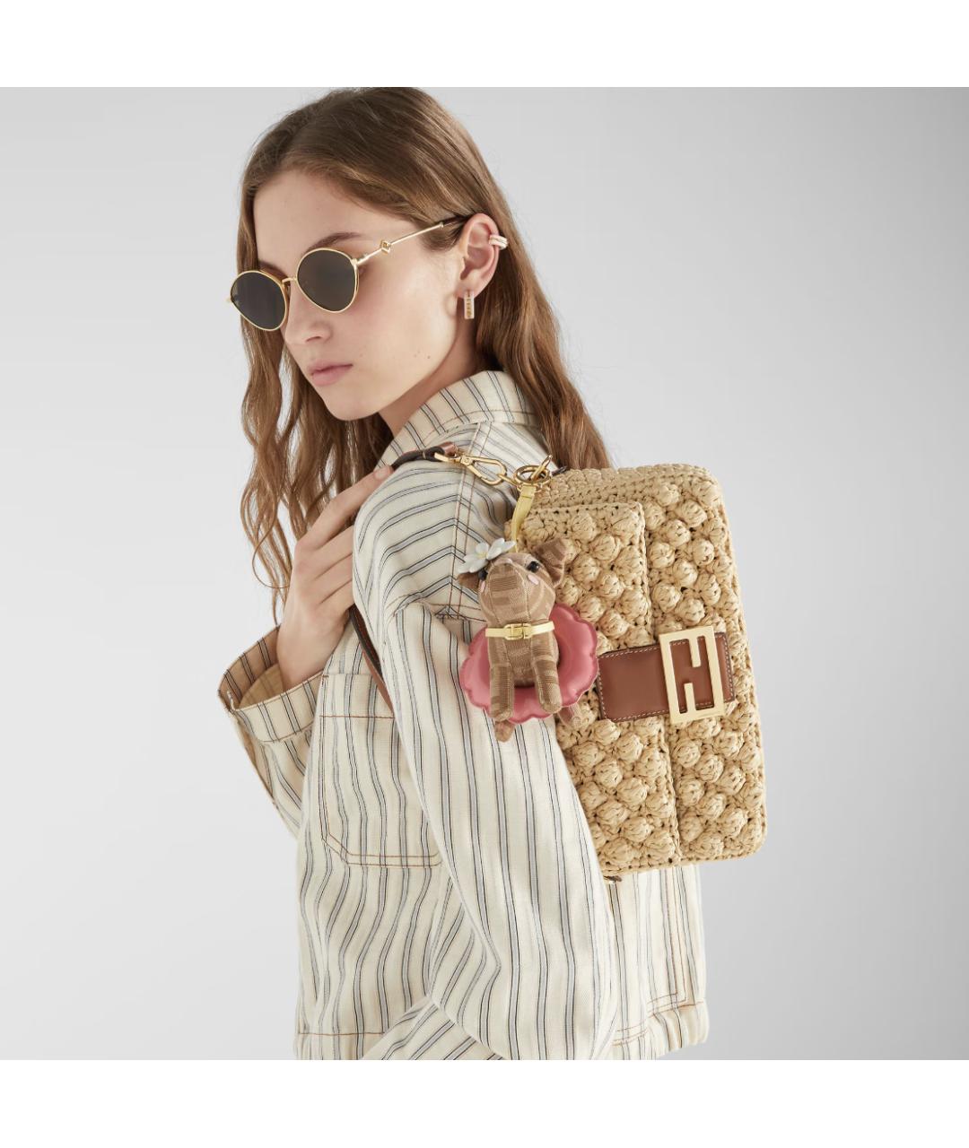 FENDI Бежевая плетеная сумка через плечо, фото 2