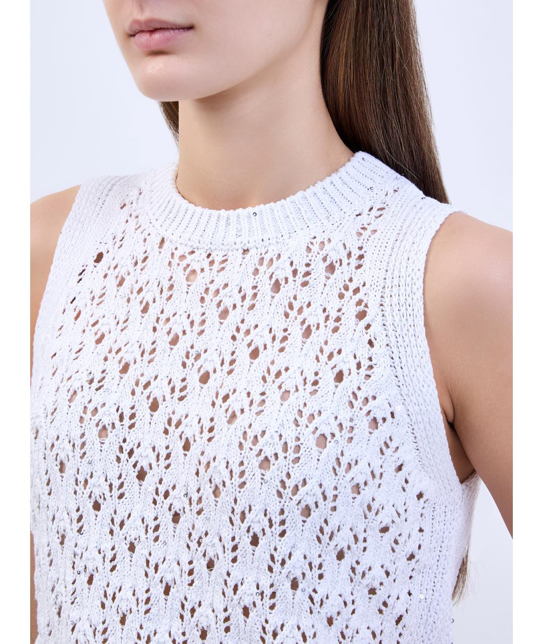 ELEVENTY Белая хлопковая майка, фото 5