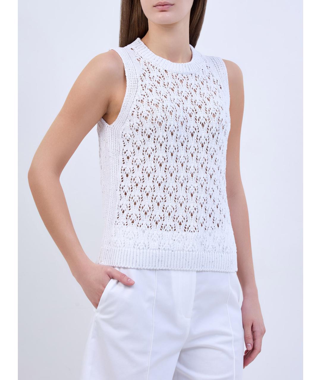 ELEVENTY Белая хлопковая майка, фото 3