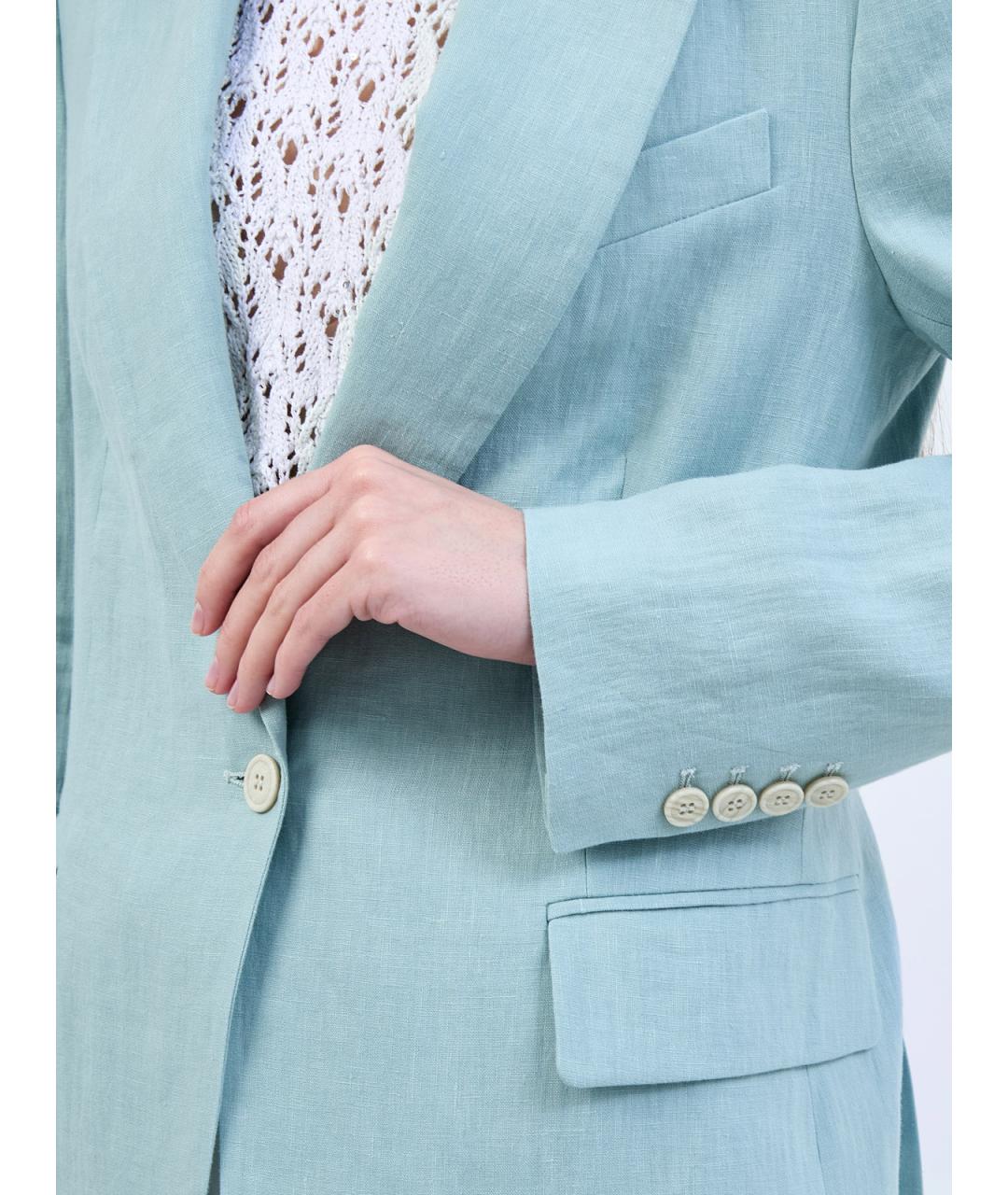 ELEVENTY Голубой льняной жакет/пиджак, фото 5