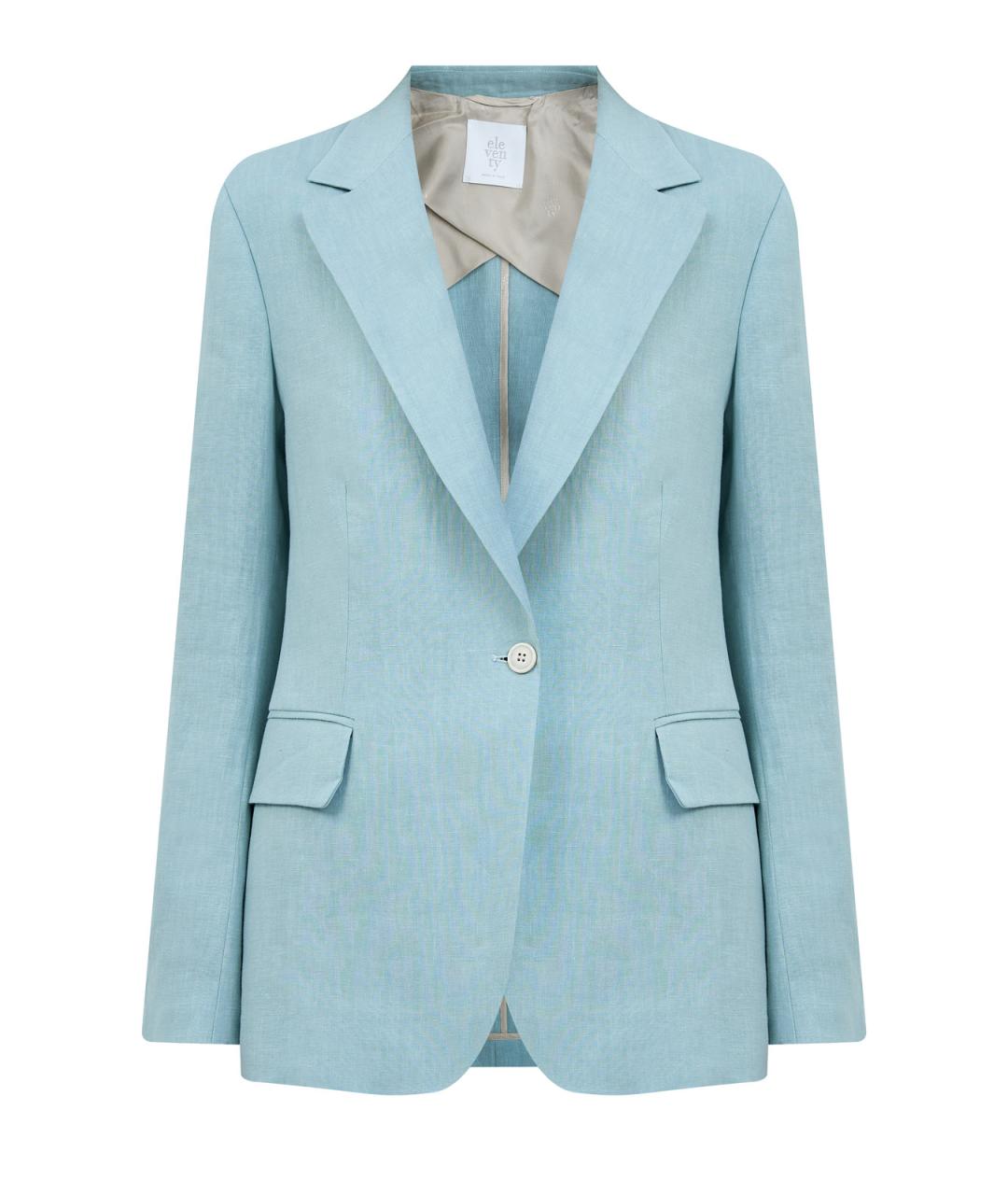 ELEVENTY Голубой льняной жакет/пиджак, фото 1