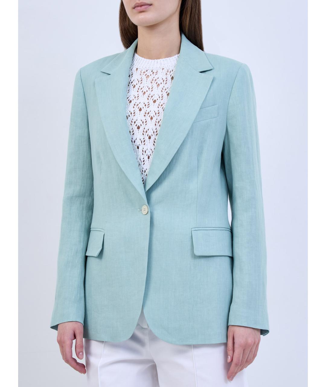 ELEVENTY Голубой льняной жакет/пиджак, фото 3