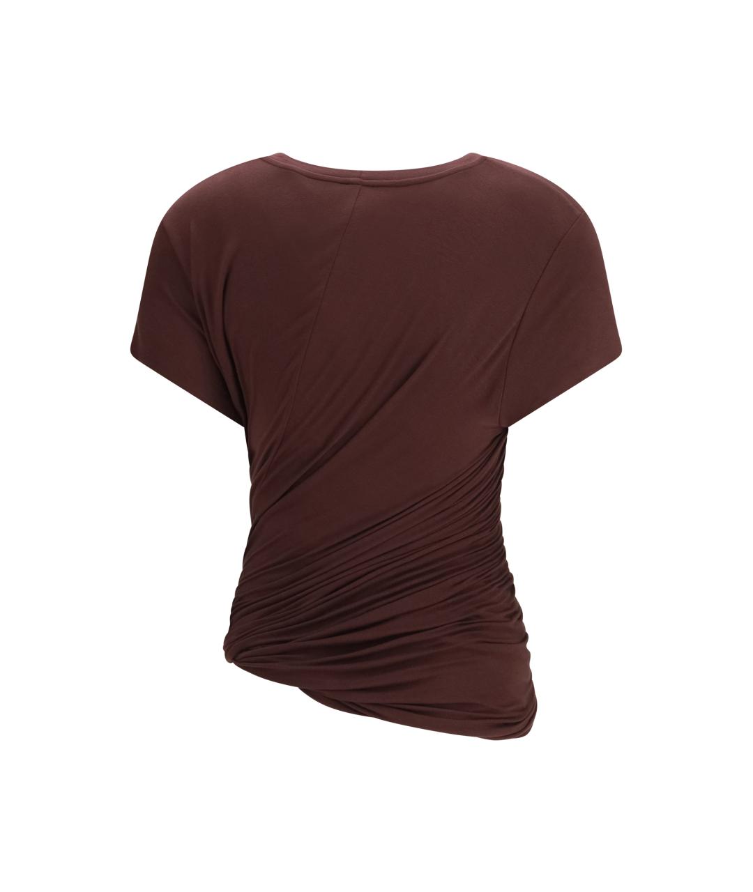 MAGDA BUTRYM Коричневая хлопковая футболка, фото 2