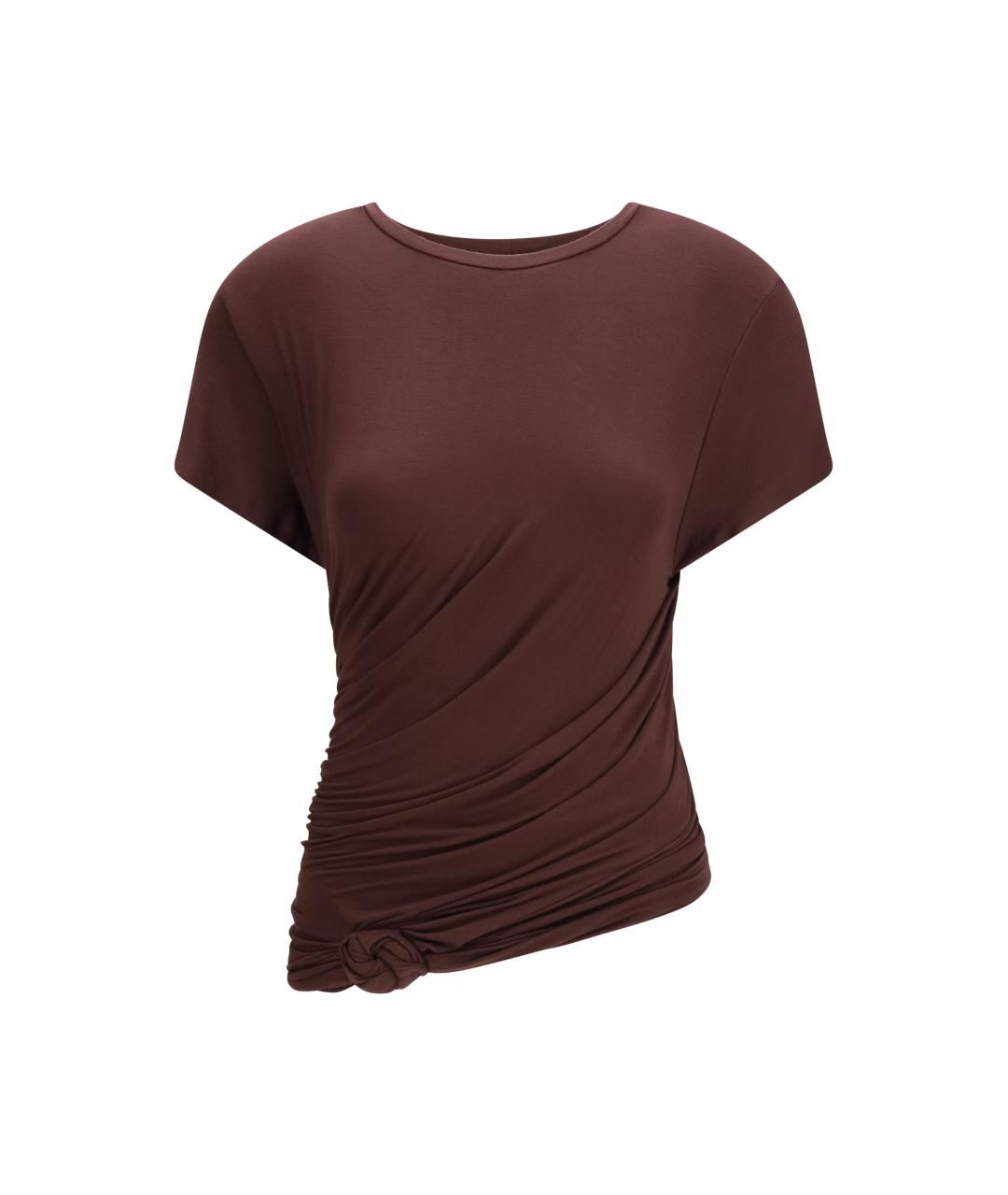 MAGDA BUTRYM Коричневая хлопковая футболка, фото 1