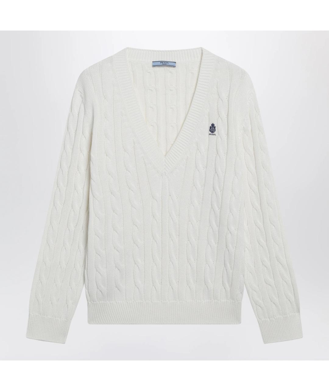 PRADA Белый хлопковый джемпер / свитер, фото 3