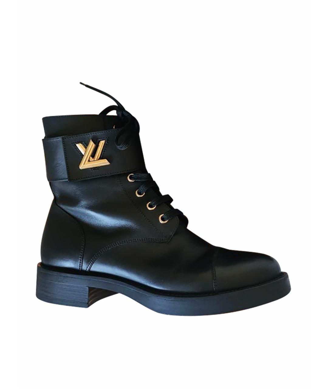 LOUIS VUITTON Черные кожаные ботинки, фото 1