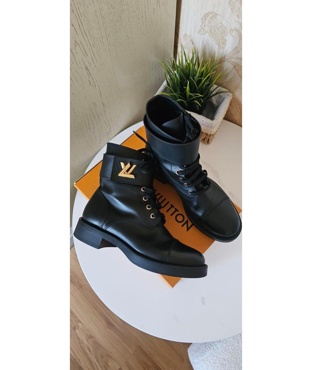 LOUIS VUITTON Черные кожаные ботинки, фото 3