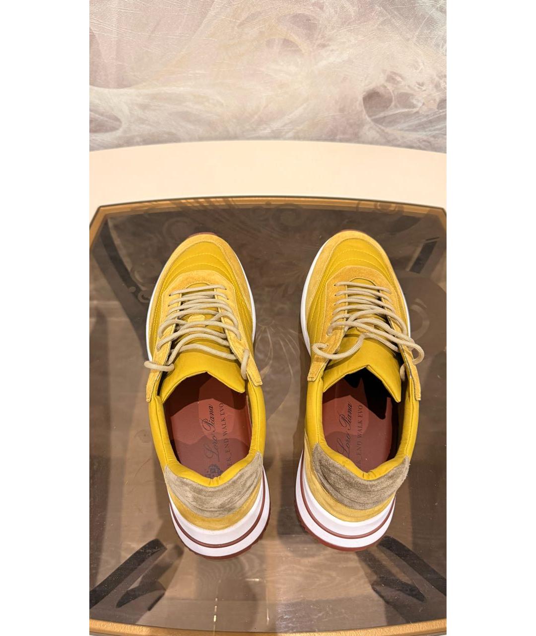 LORO PIANA Горчичные замшевые низкие кроссовки / кеды, фото 4