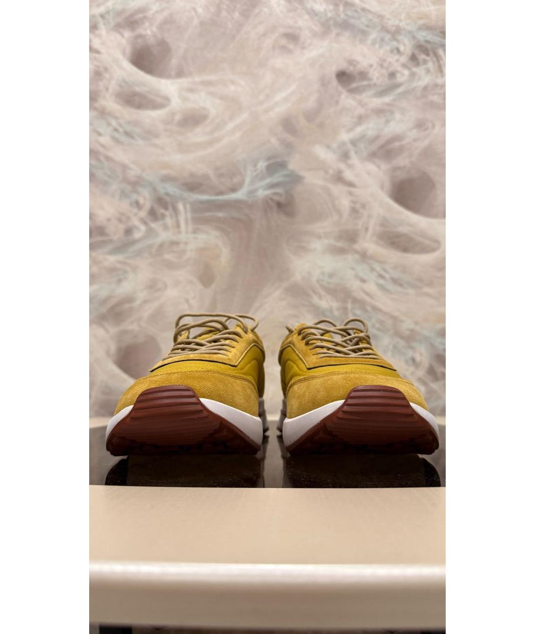 LORO PIANA Горчичные замшевые низкие кроссовки / кеды, фото 8
